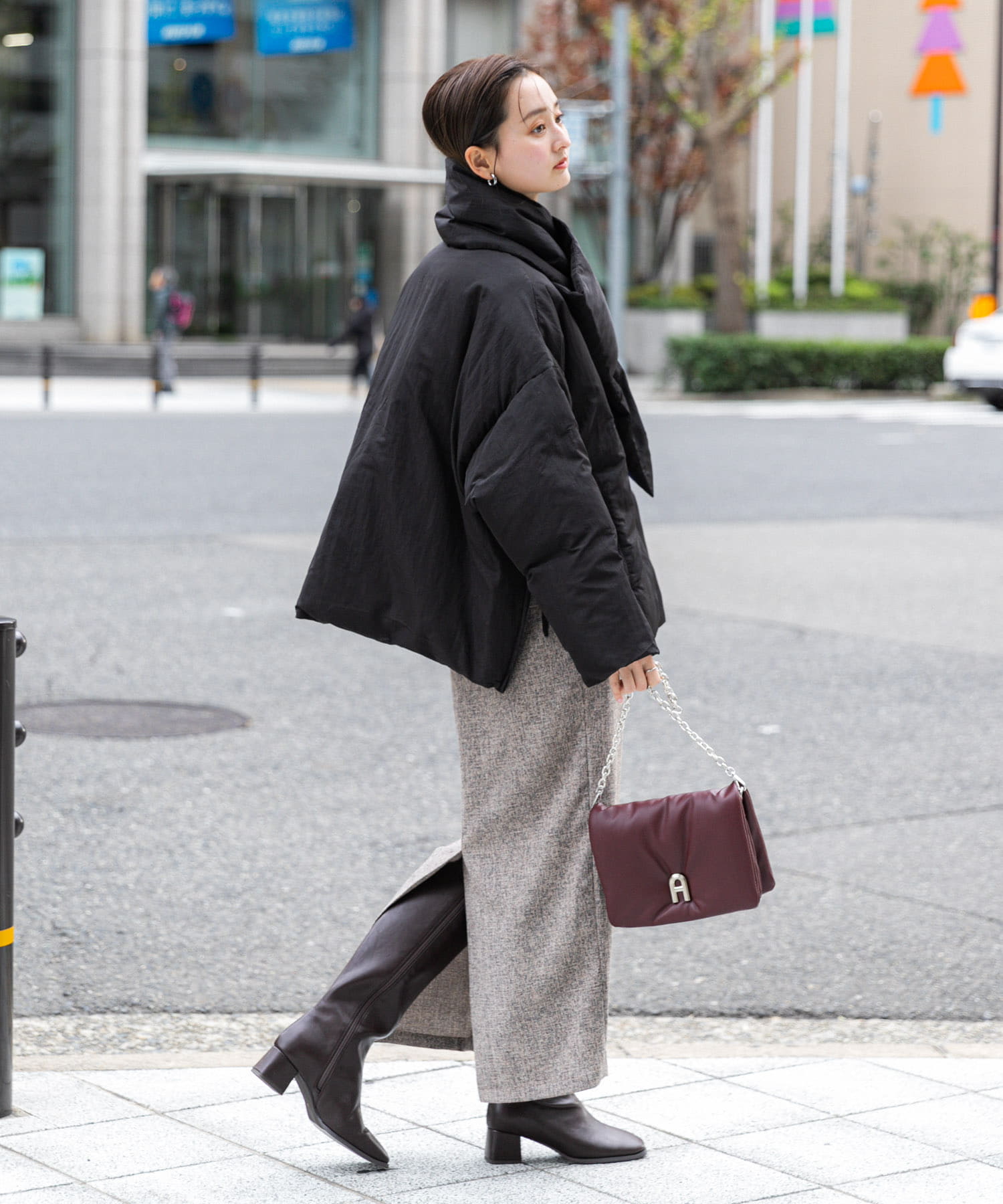 『一部WEB限定カラー』チェーンパフバッグ BURGUNDY one