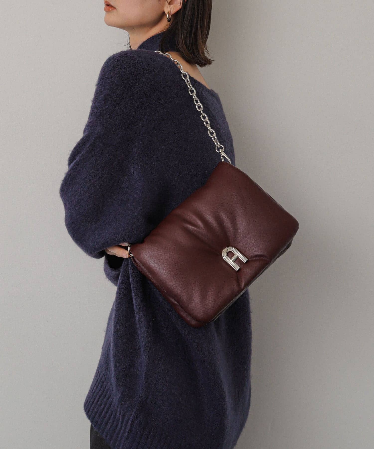 『一部WEB限定カラー』チェーンパフバッグ BURGUNDY one