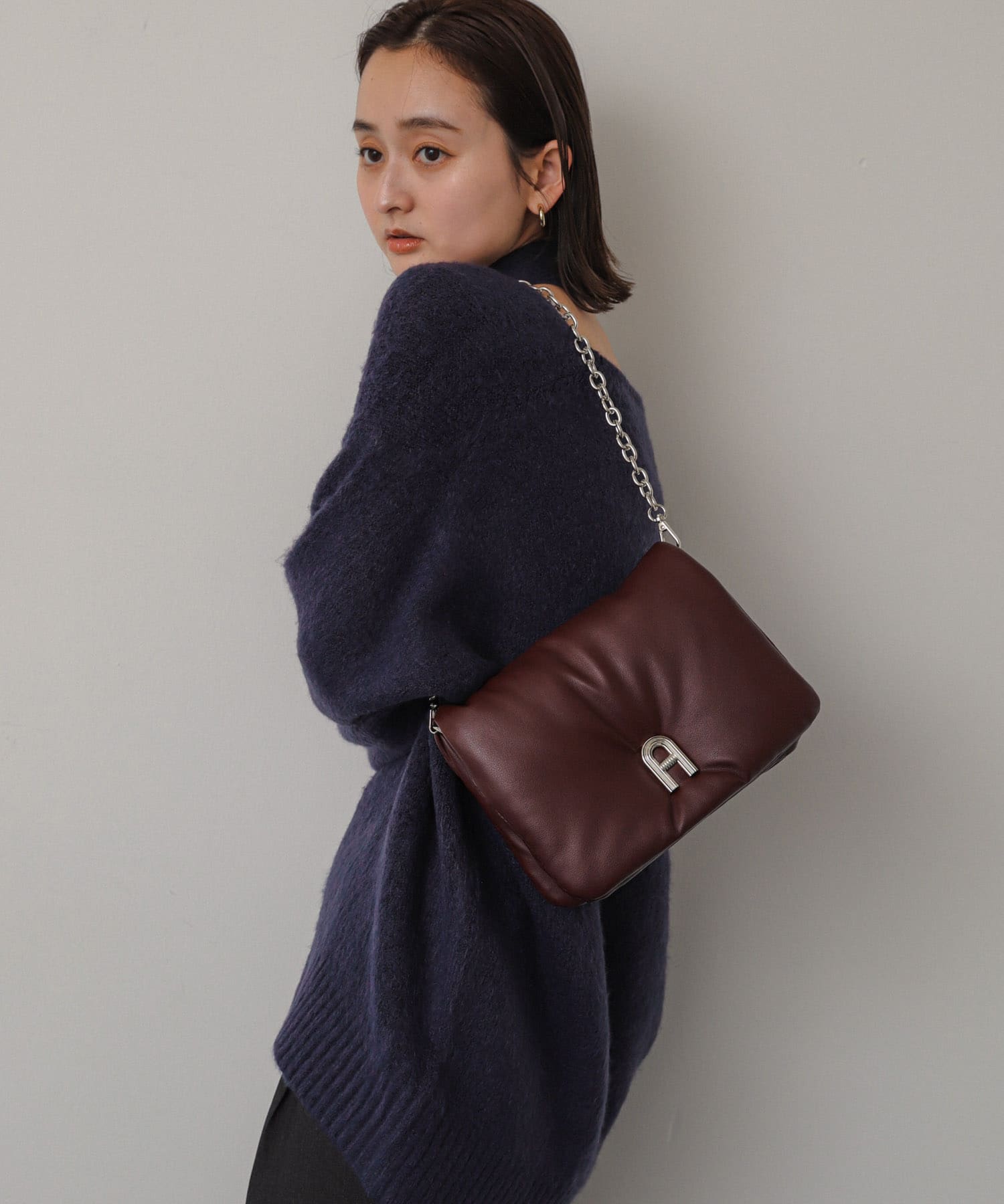 『一部WEB限定カラー』チェーンパフバッグ BURGUNDY one