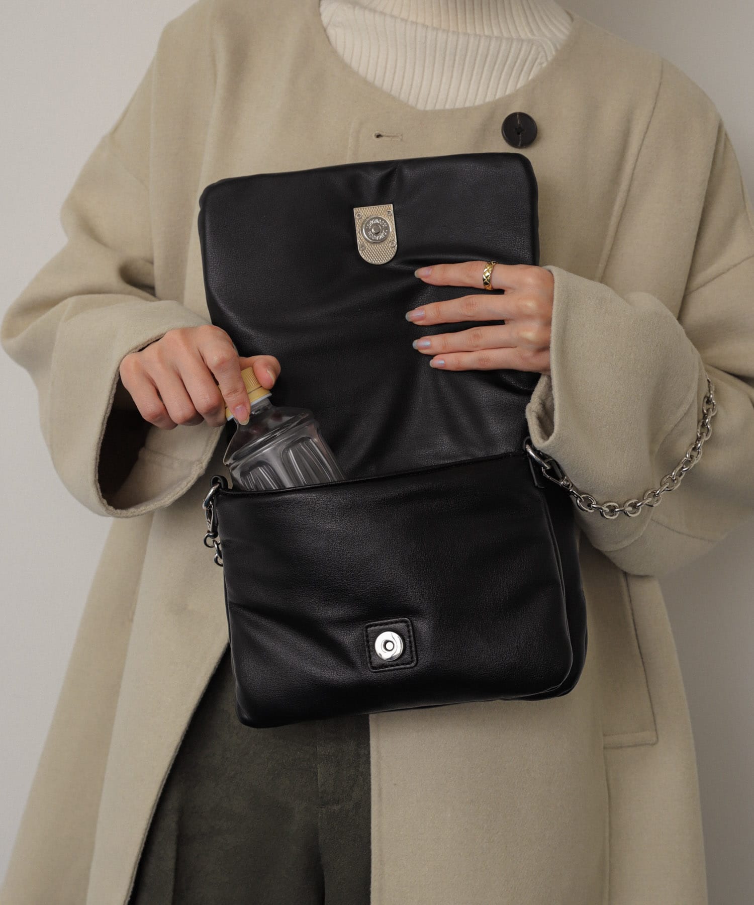 『一部WEB限定カラー』チェーンパフバッグ BLACK one