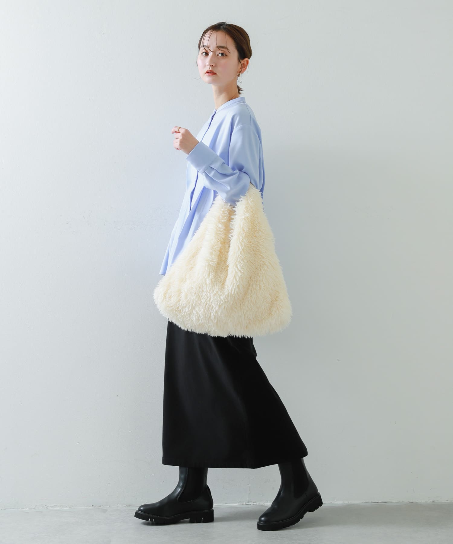 ボアトートバッグ IVORY one