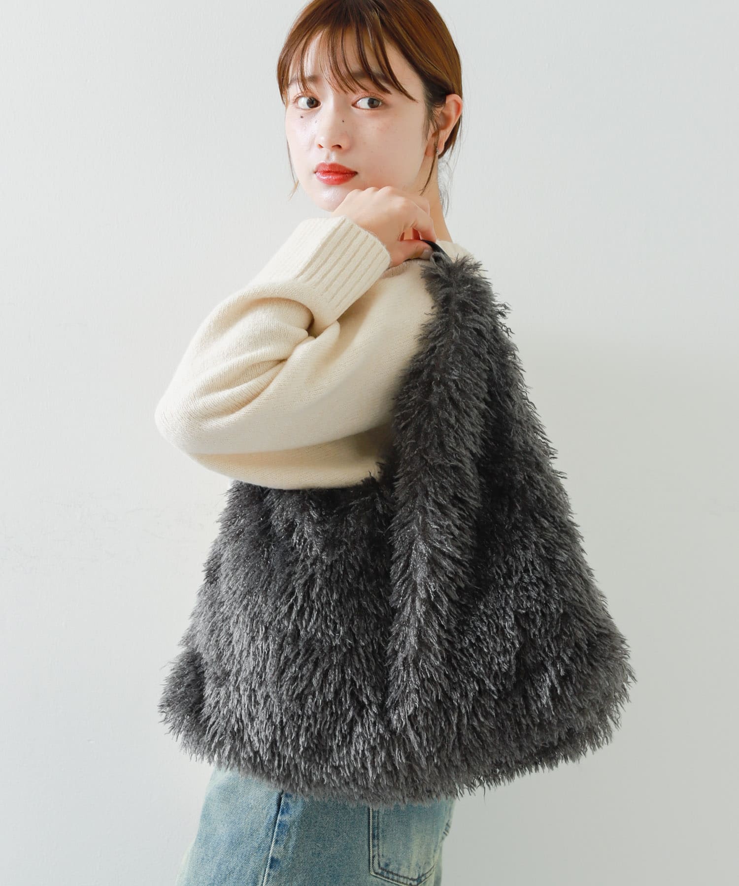 ボアトートバッグ GRAY one