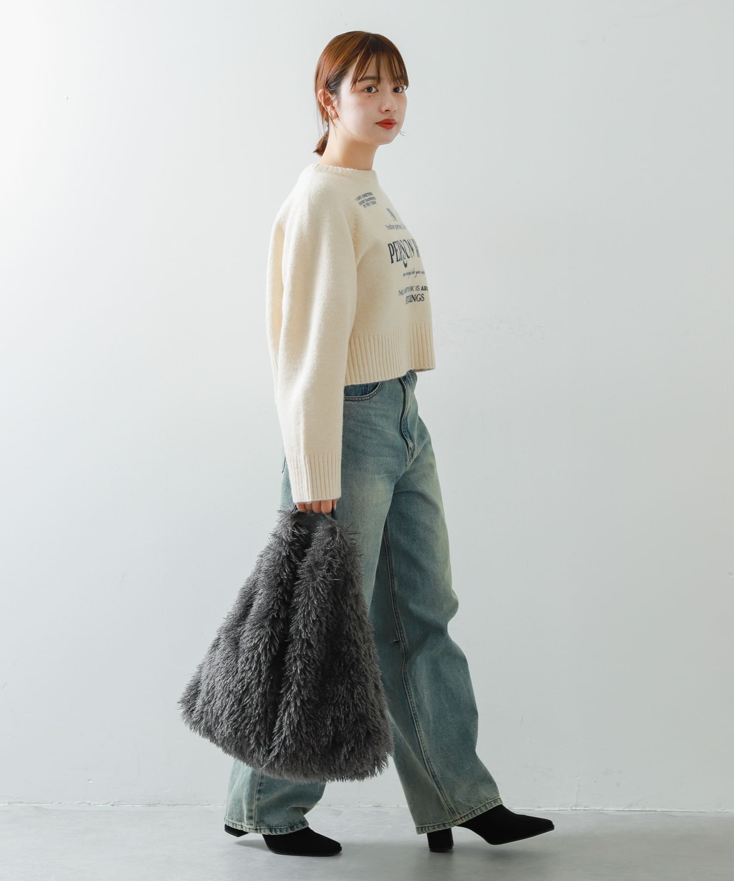 ボアトートバッグ GRAY one