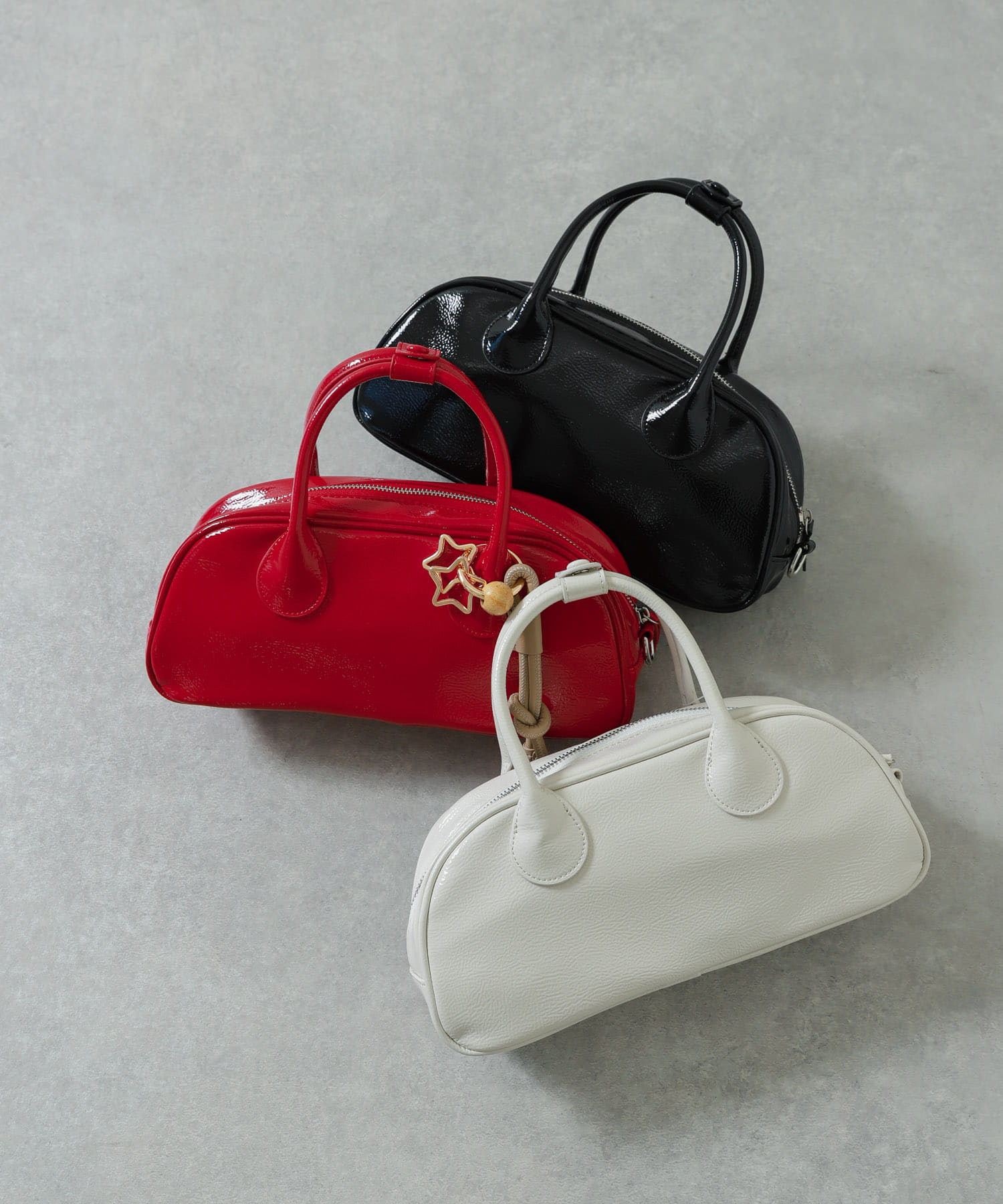 ラウンドスクエアボストンバッグ RED one