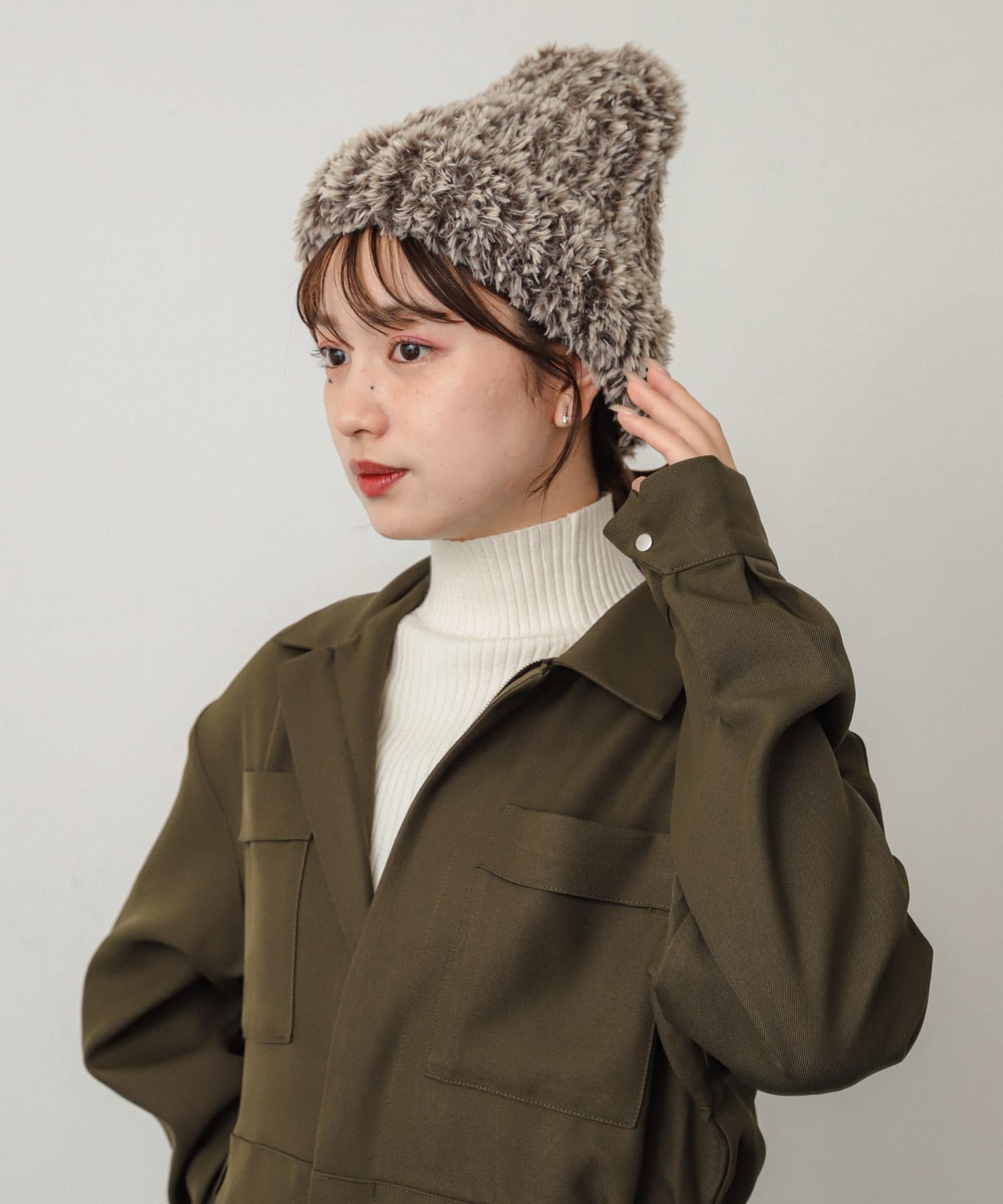 シャギーニットキャップ BRN×IVO one