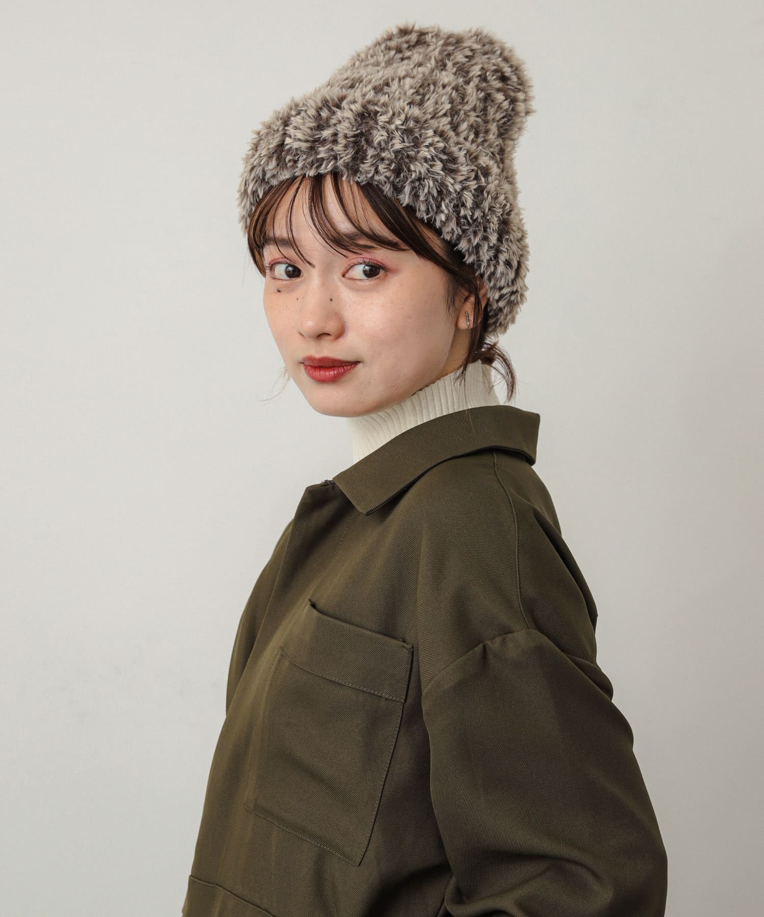 シャギーニットキャップ BRN×IVO one