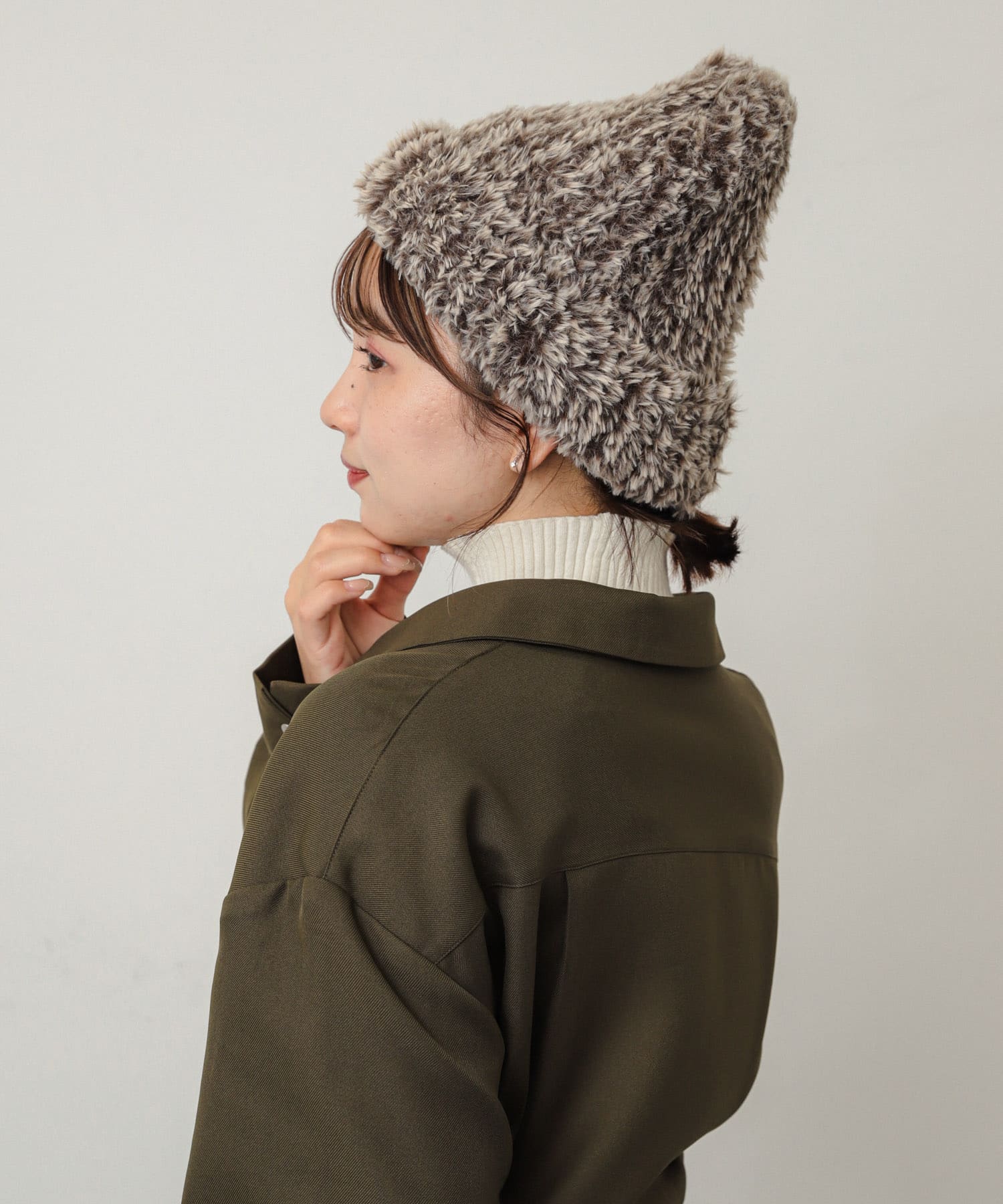 シャギーニットキャップ BRN×IVO one