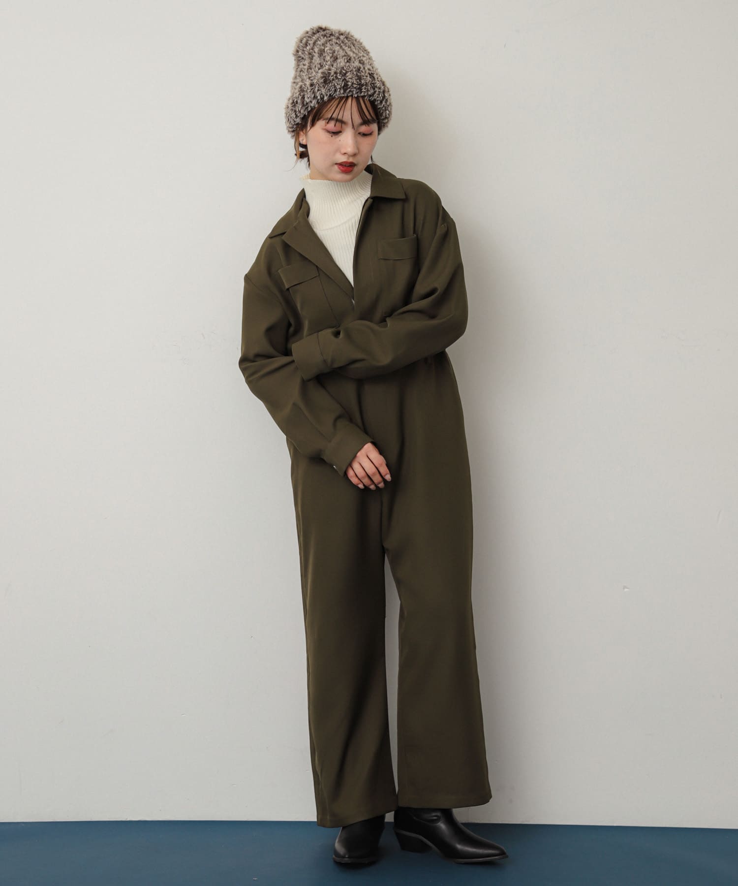 シャギーニットキャップ BRN×IVO one