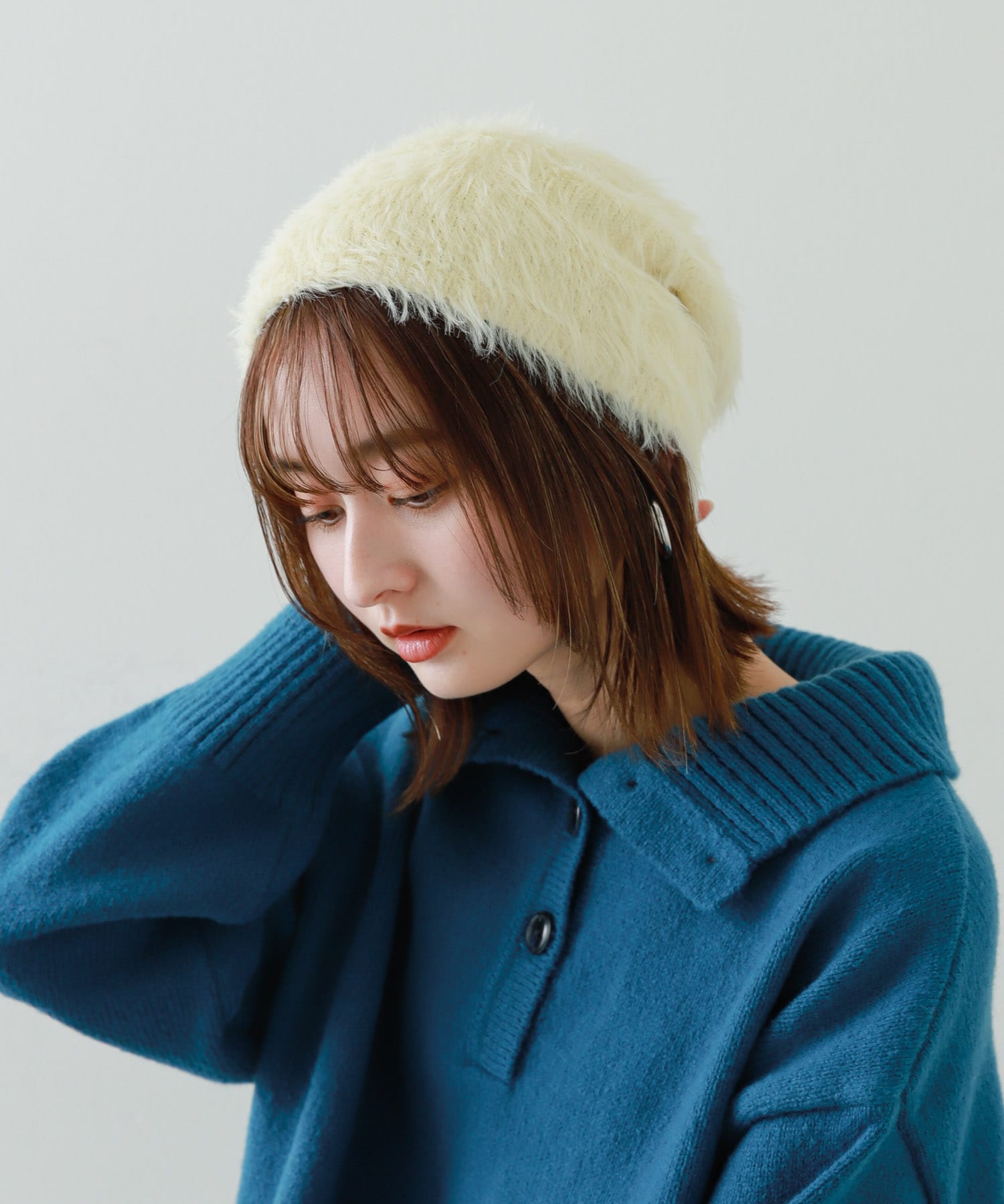 『別注』さらさ×SENSE OF PLACE　シャギービーニー OFF WHITE one