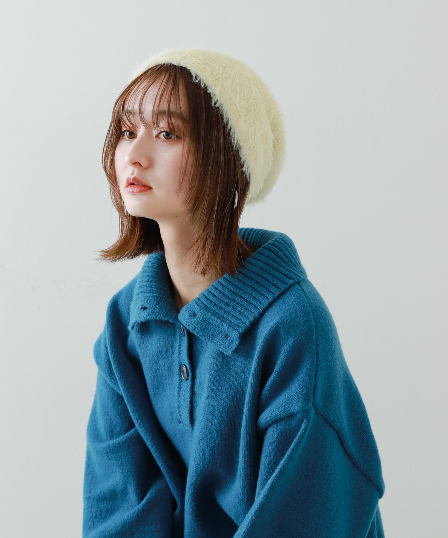 『別注』さらさ×SENSE OF PLACE　シャギービーニー OFF WHITE one