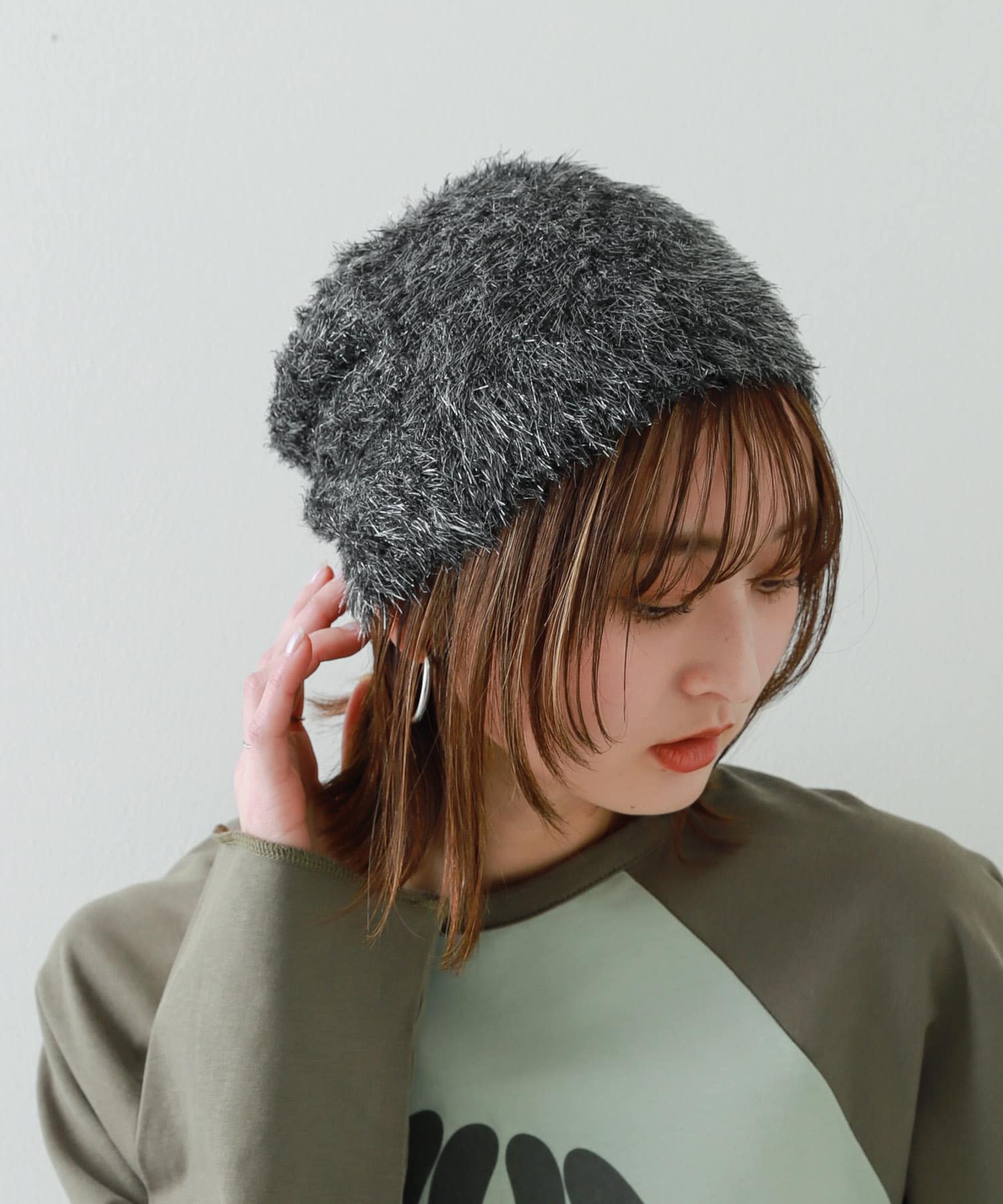 『別注』さらさ×SENSE OF PLACE　シャギービーニー GRAY one