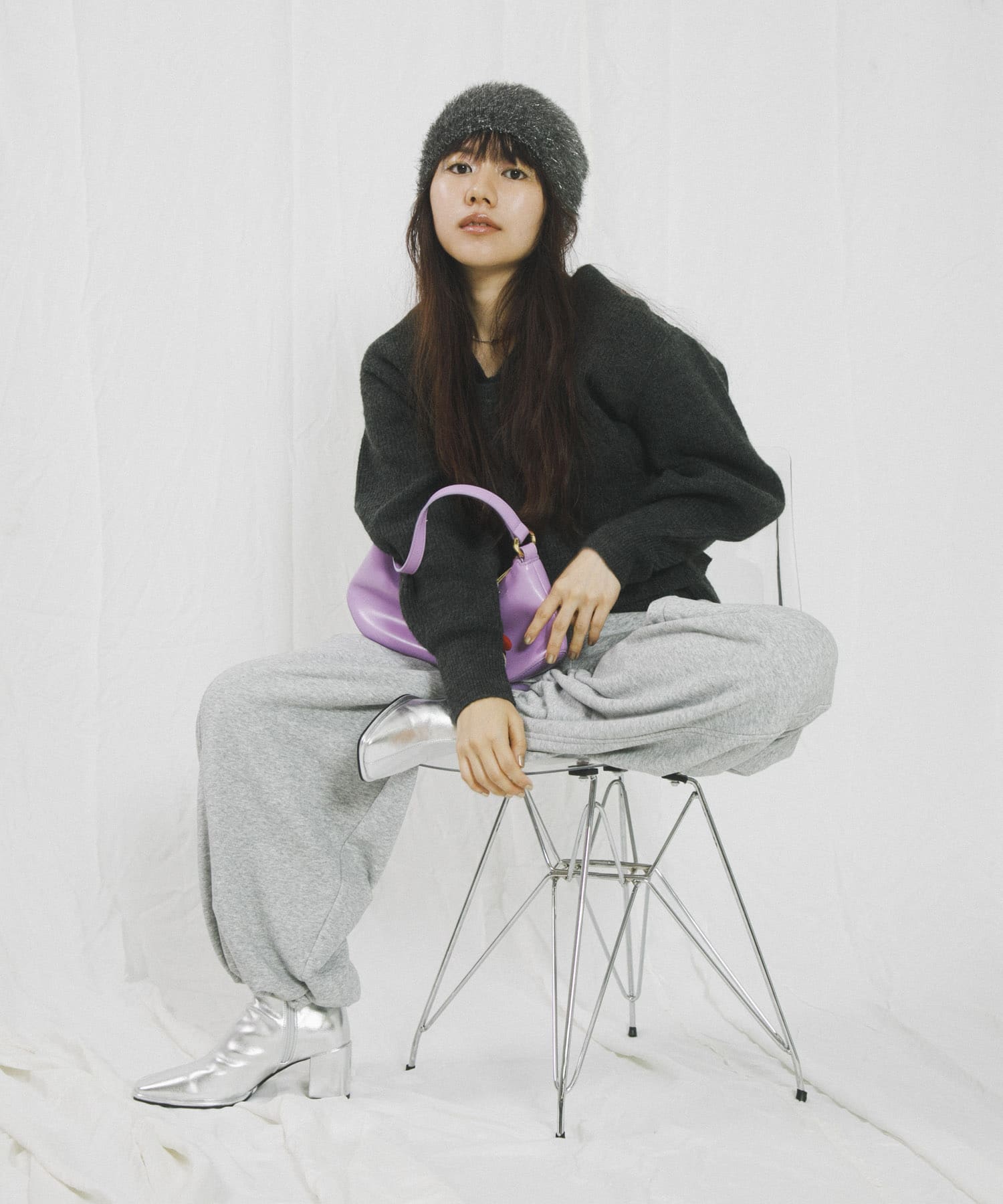 『別注』さらさ×SENSE OF PLACE　シャギービーニー GRAY one