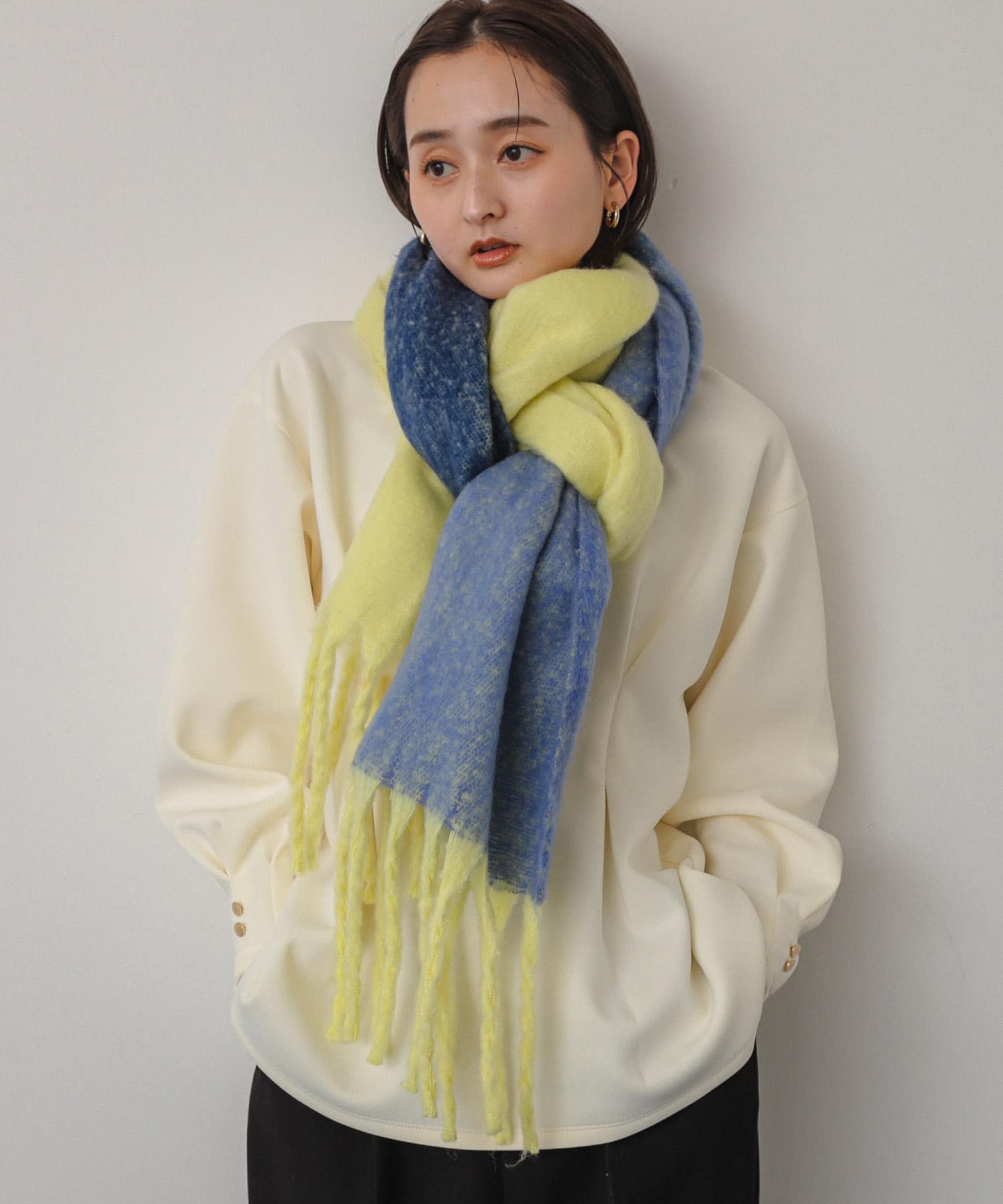 『一部WEB限定カラー』パネルボーダーストール YELLOW one