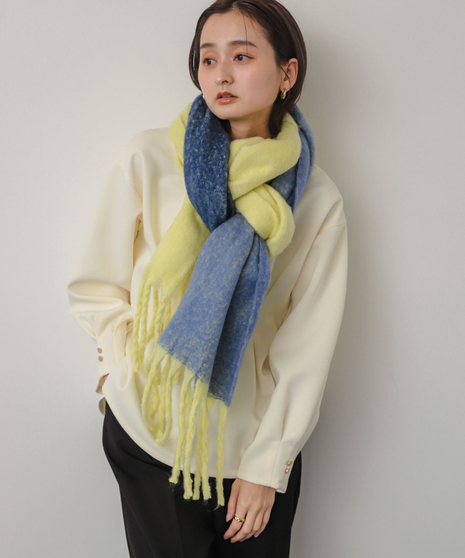 『一部WEB限定カラー』パネルボーダーストール YELLOW one