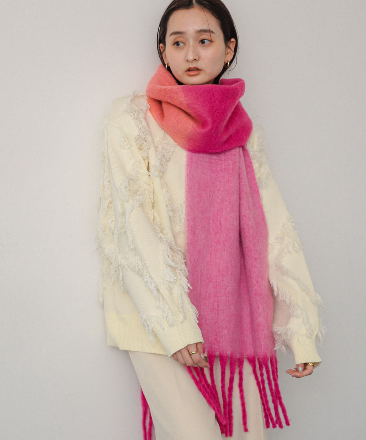 『一部WEB限定カラー』パネルボーダーストール RED one