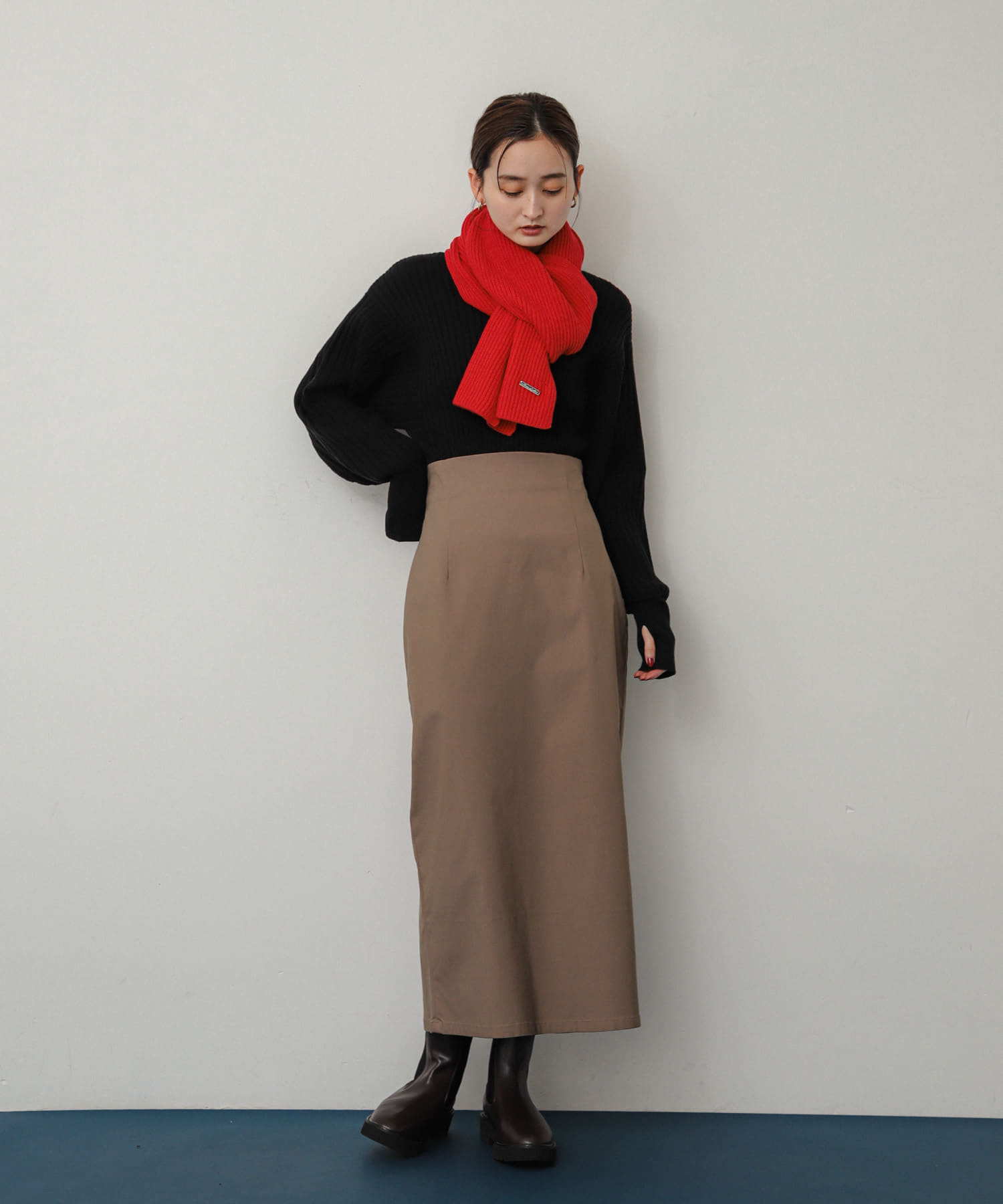 モチモチニットストール RED one