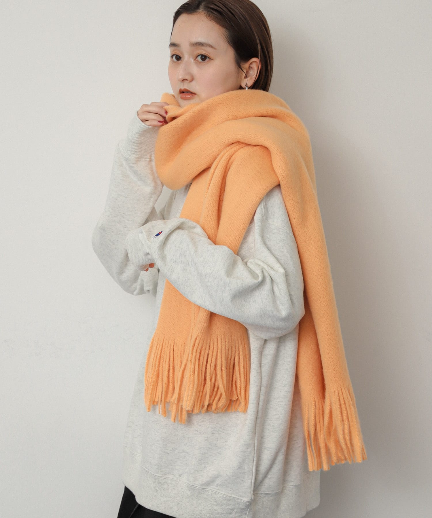 ニットフリンジストール ORANGE one