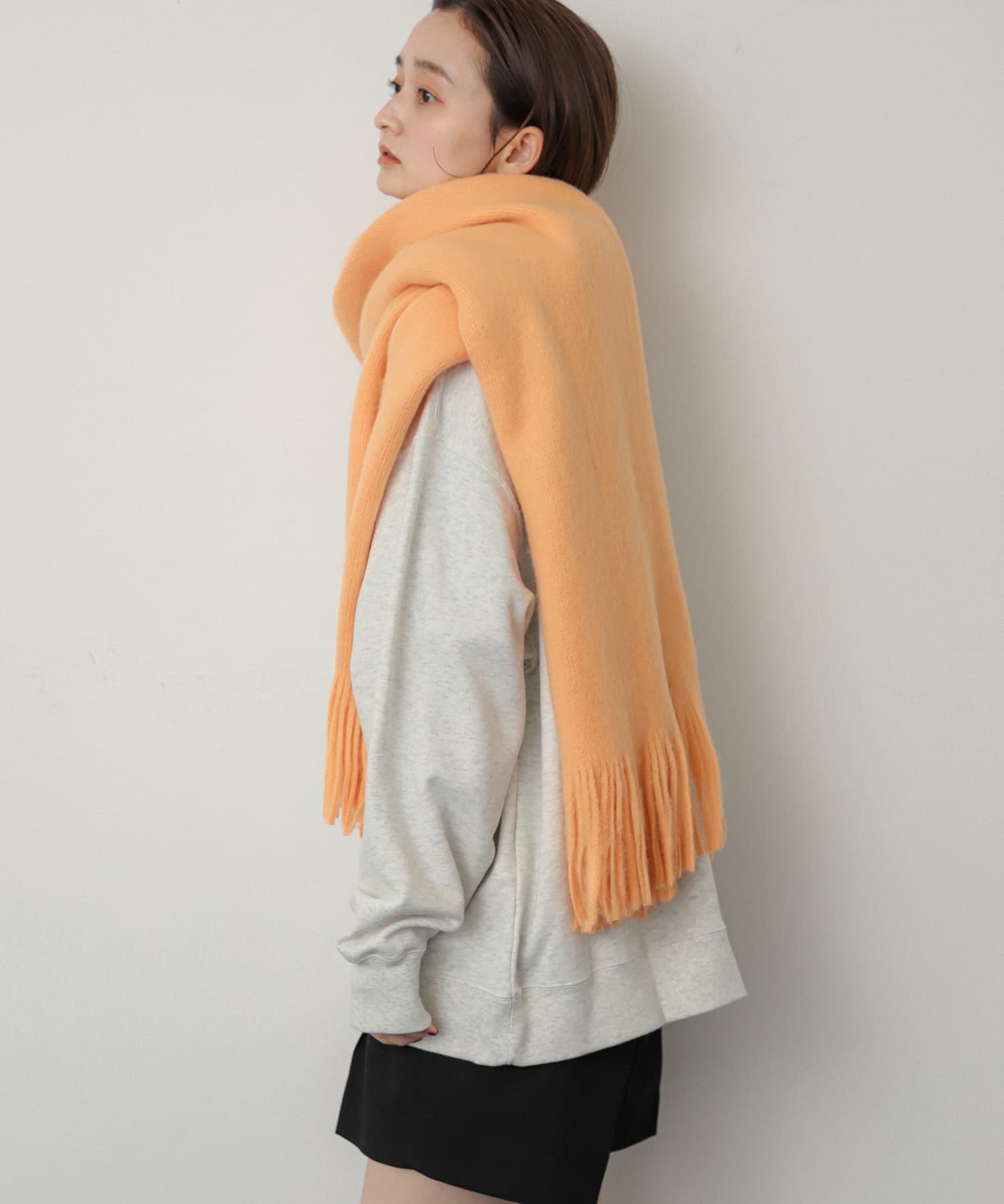 ニットフリンジストール ORANGE one