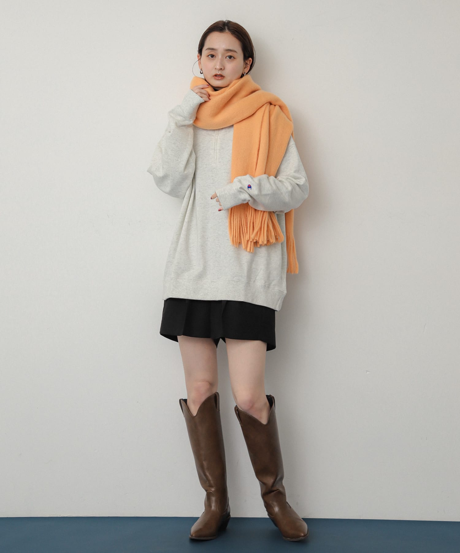 ニットフリンジストール ORANGE one
