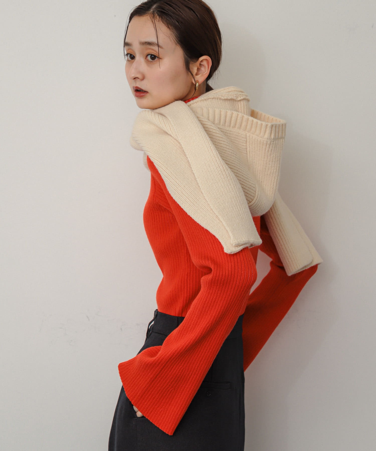 フードツキニットストール IVORY one