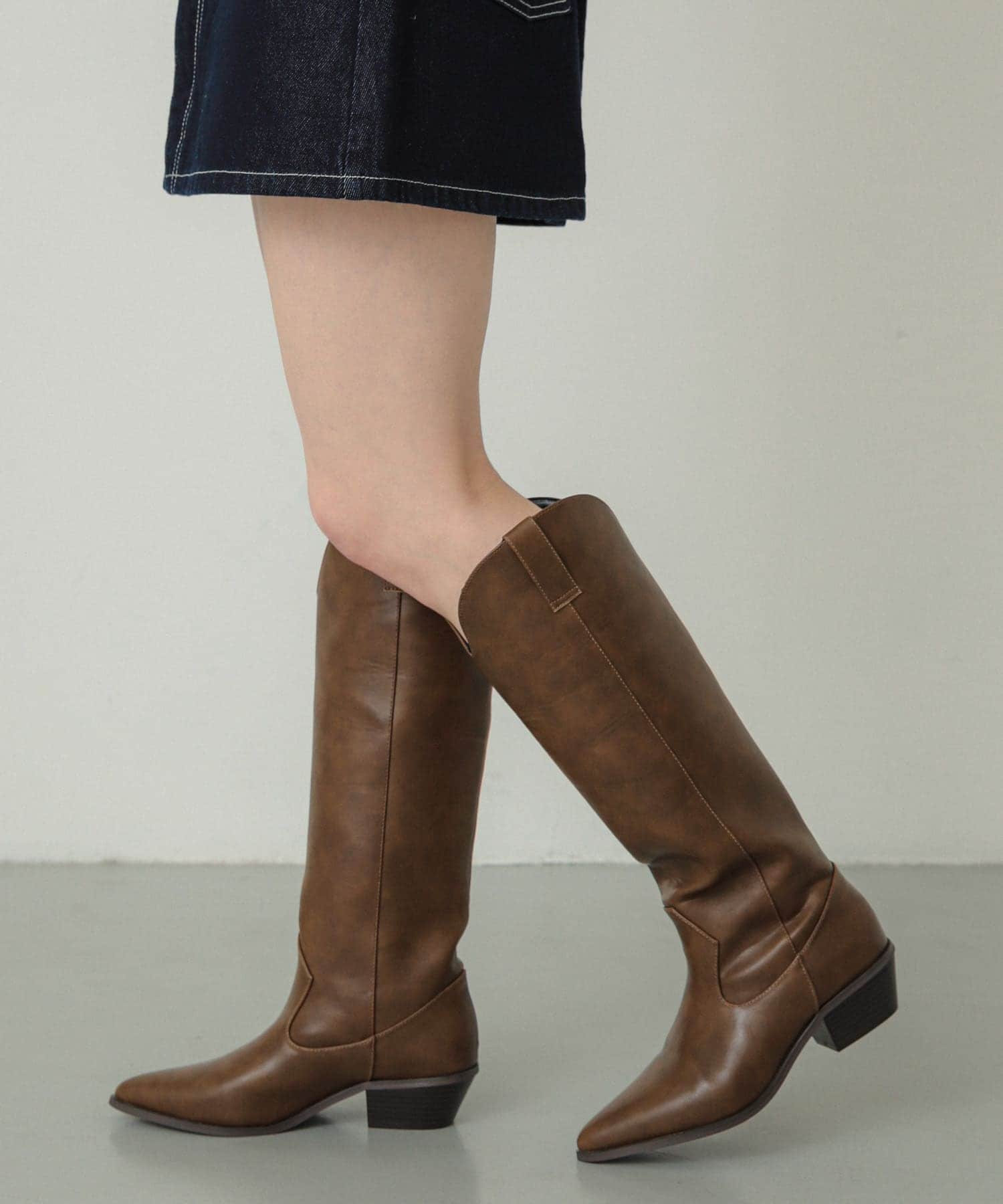 ポインテッドウエスタンブーツ L.BROWN S