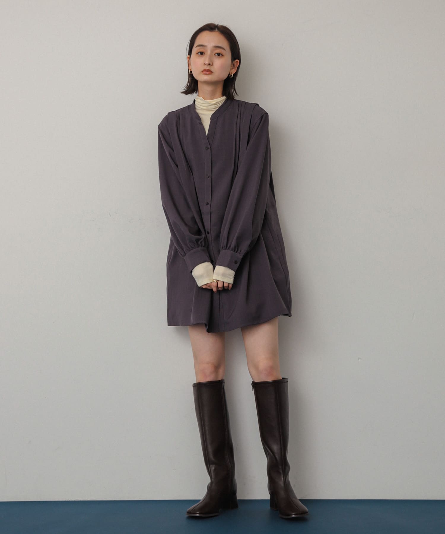 『消臭』スクエアトゥストレッチロングブーツ BROWN M
