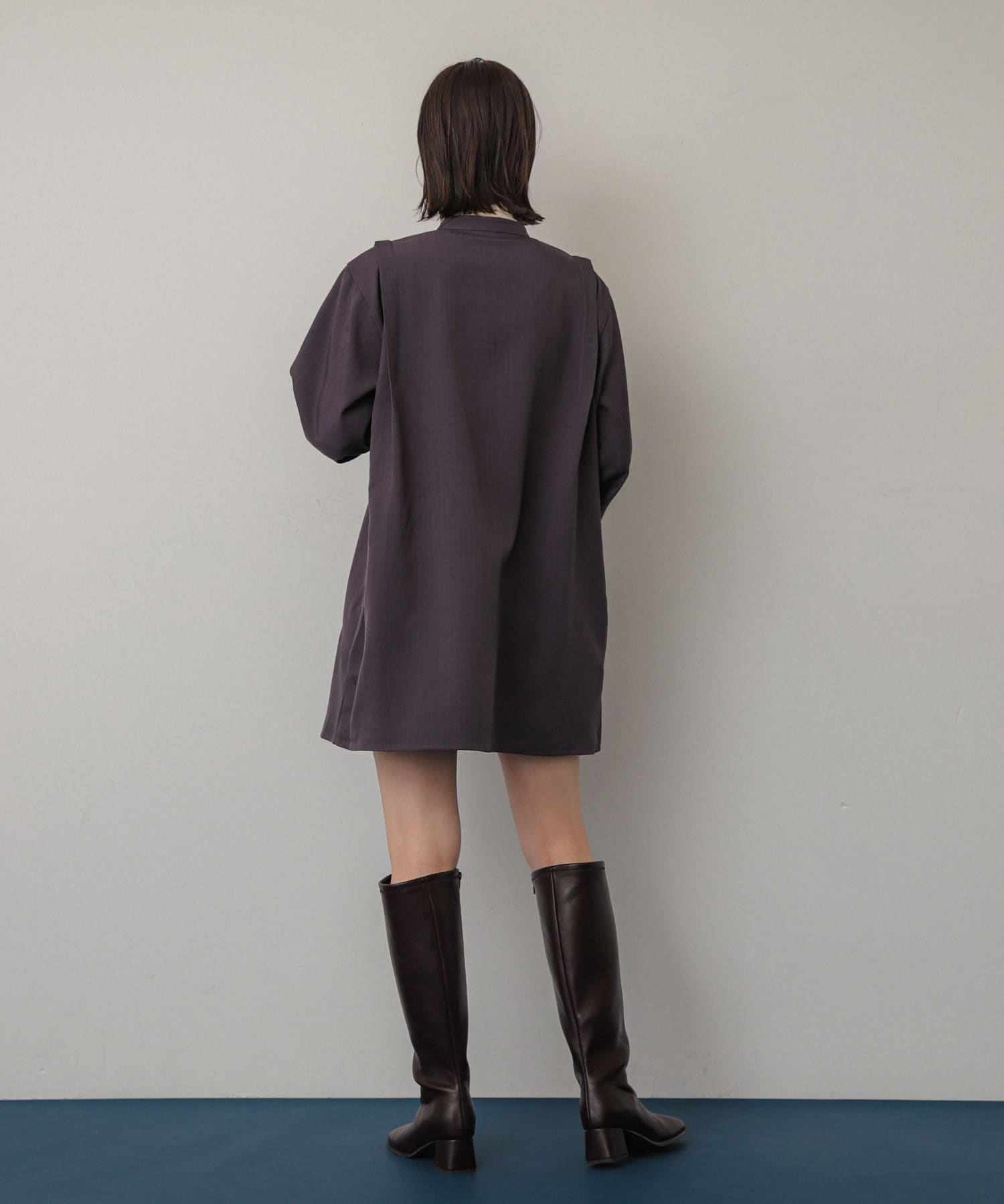 『消臭』スクエアトゥストレッチロングブーツ BROWN M