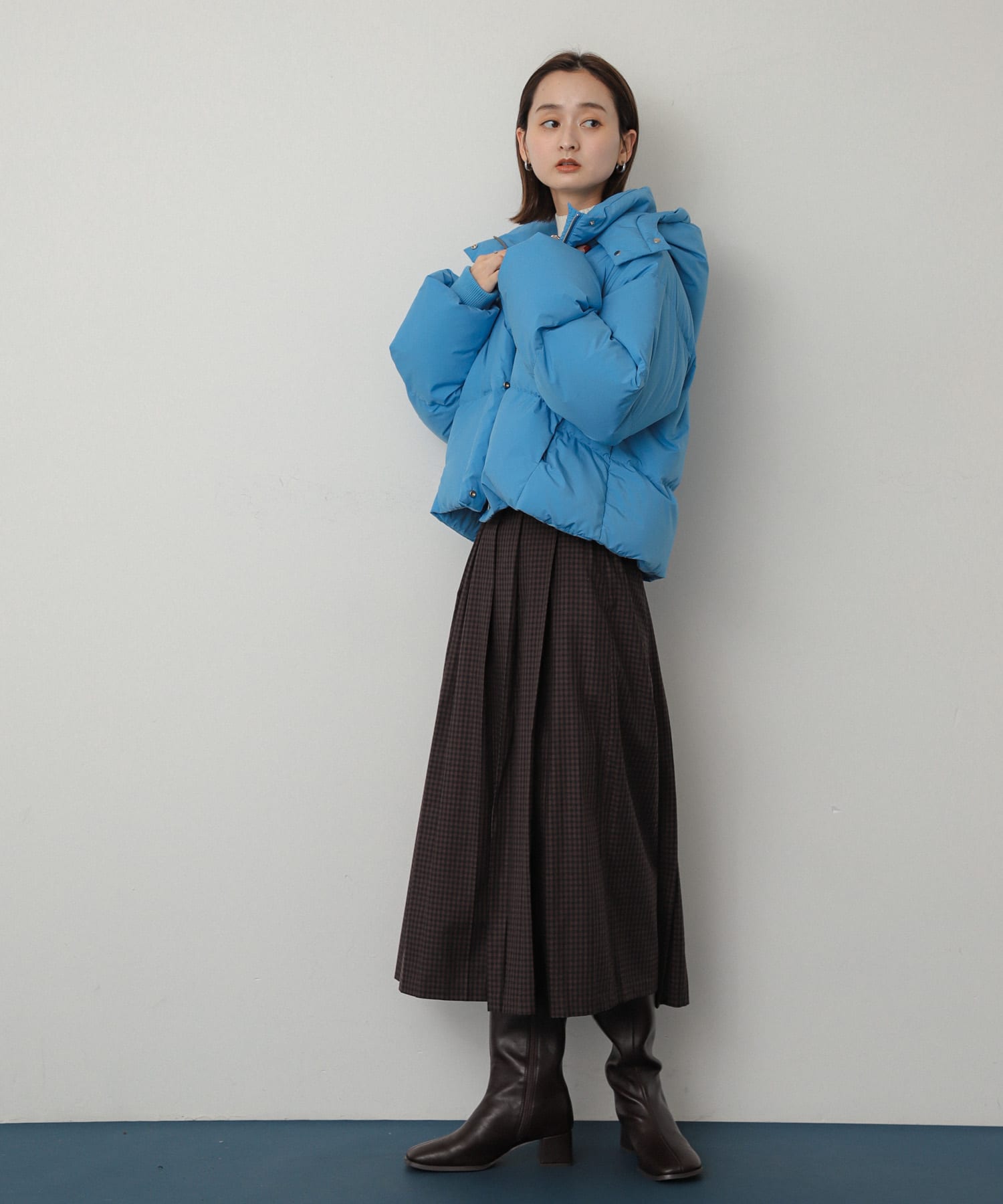 『消臭』スクエアトゥストレッチロングブーツ BROWN M