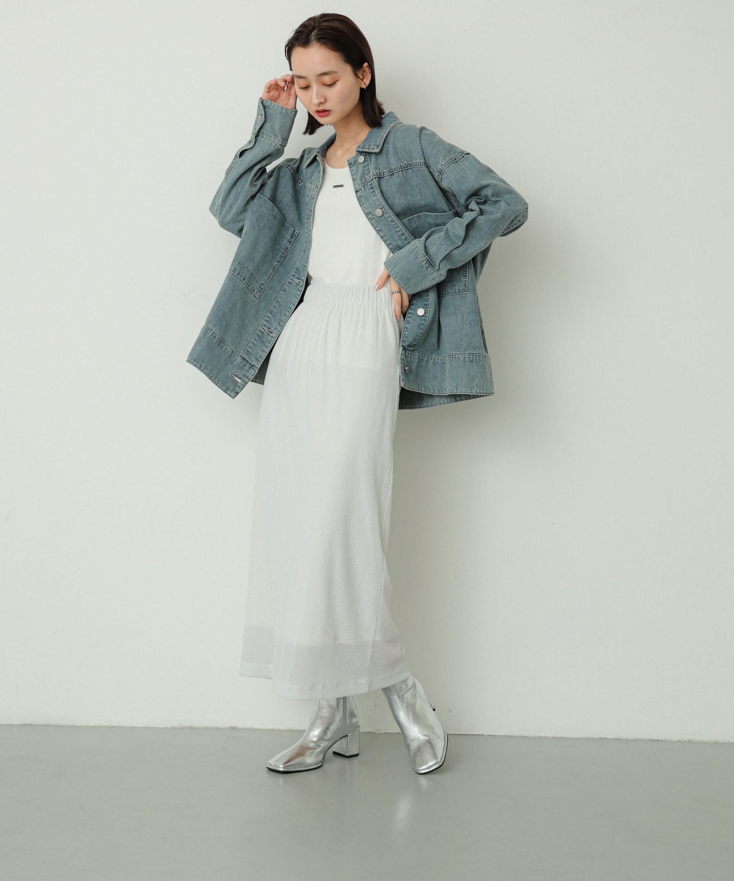 『消臭』スクエアトウセンターシームストレッチブーツ SILVER S