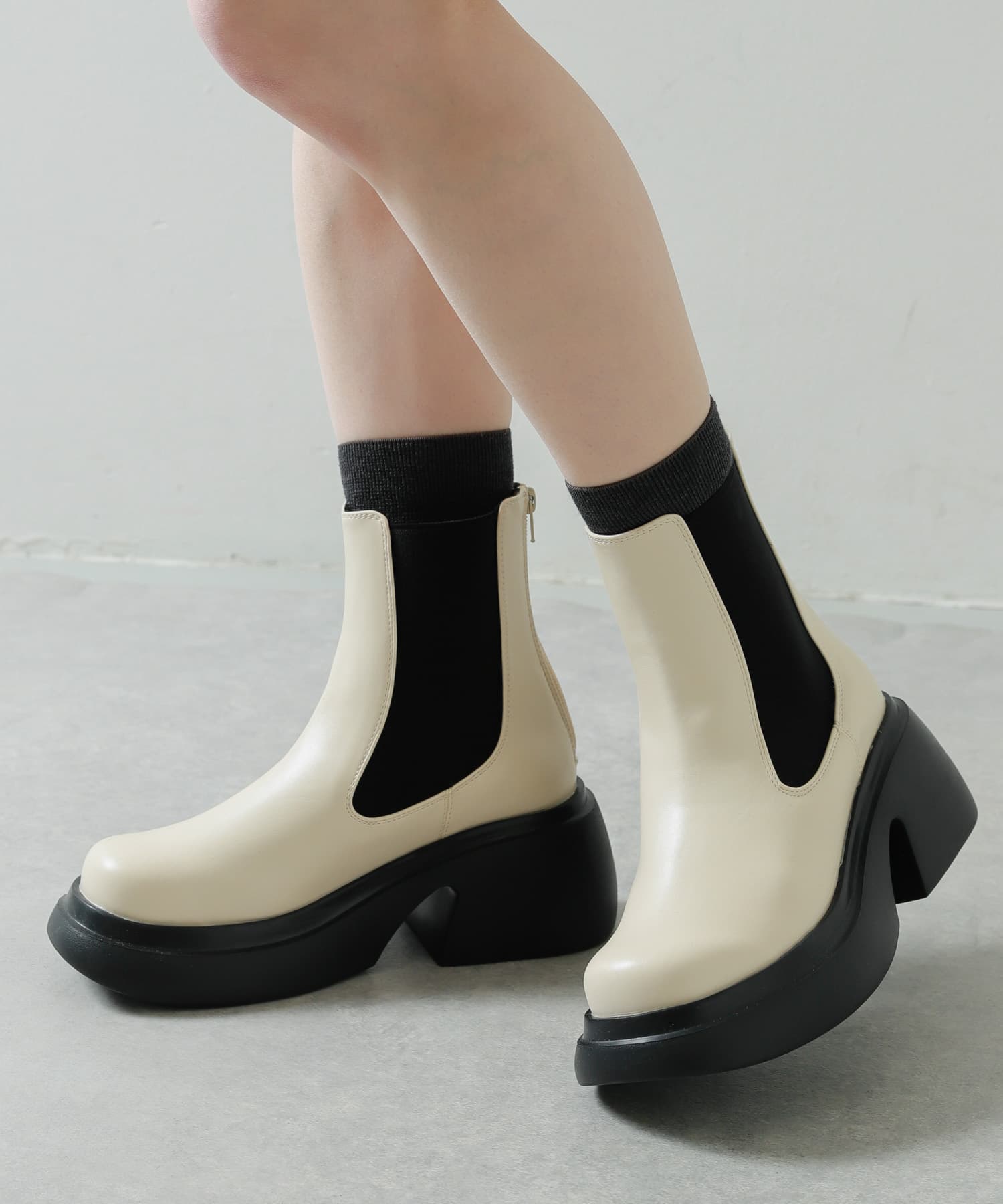 『消臭』サイドゴアボリュームソールブーツ