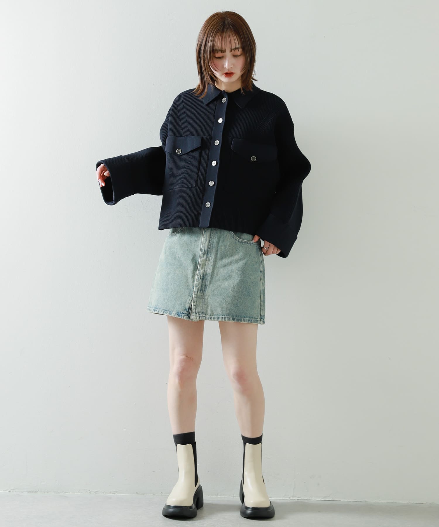 『消臭』サイドゴアボリュームソールブーツ IVORY S