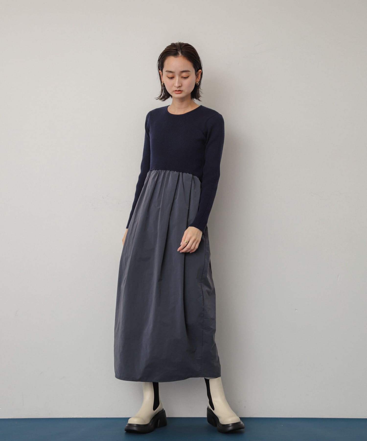 『消臭』サイドゴアボリュームソールブーツ IVORY M