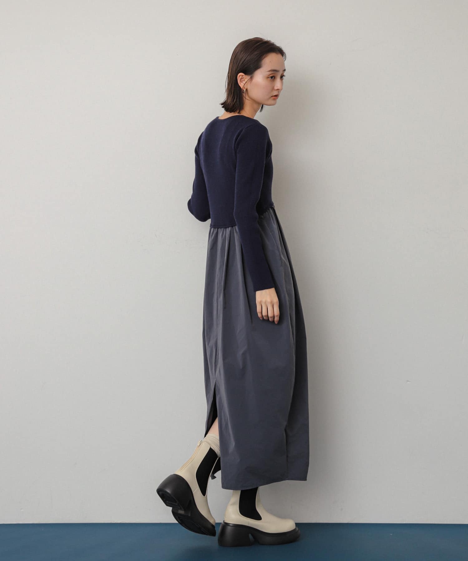 『消臭』サイドゴアボリュームソールブーツ IVORY M