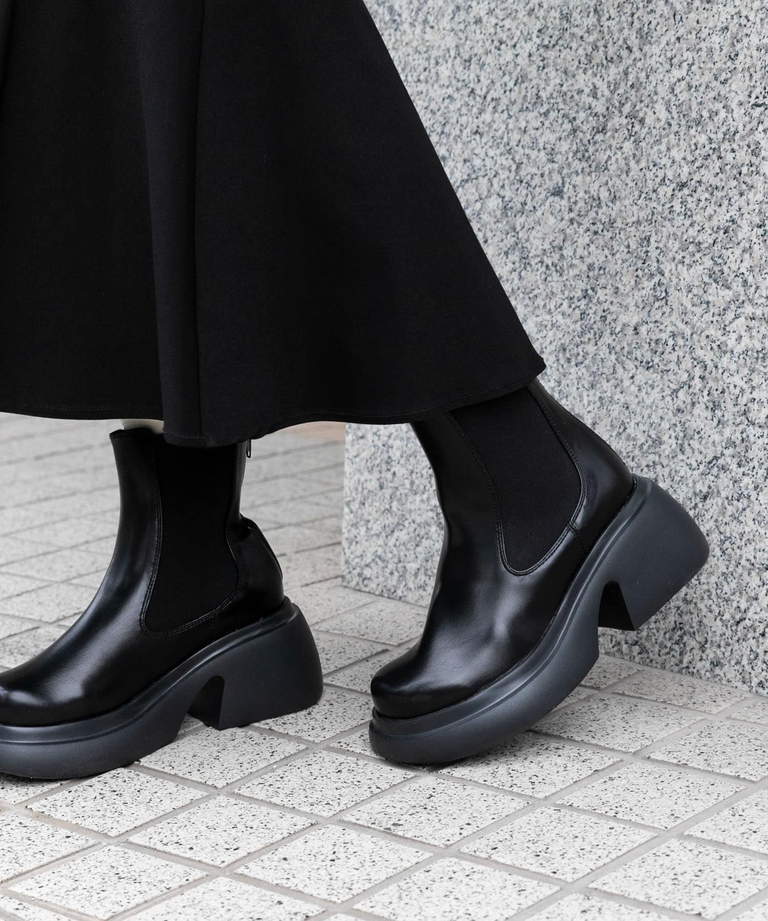 『消臭』サイドゴアボリュームソールブーツ