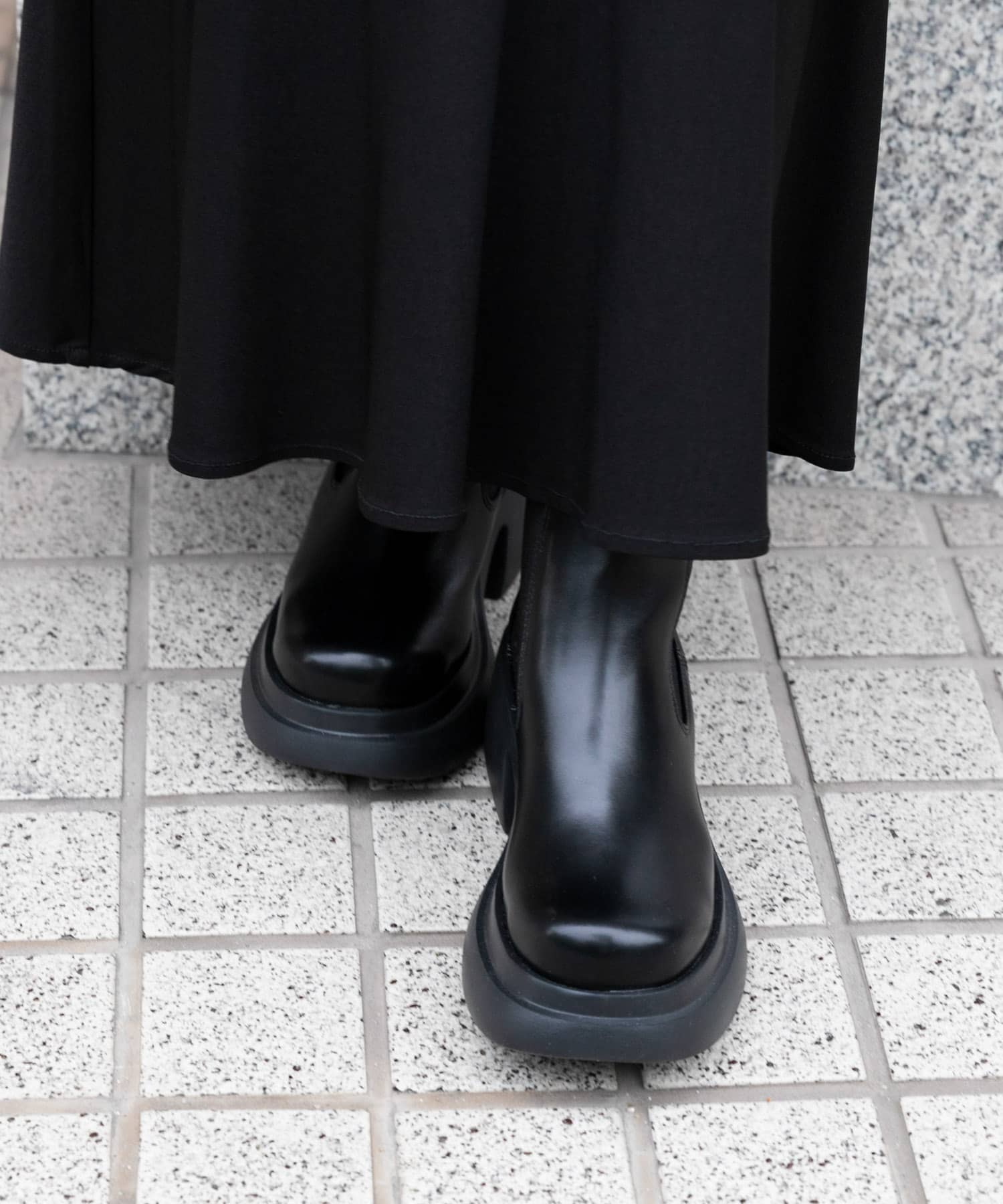 『消臭』サイドゴアボリュームソールブーツ BLACK S