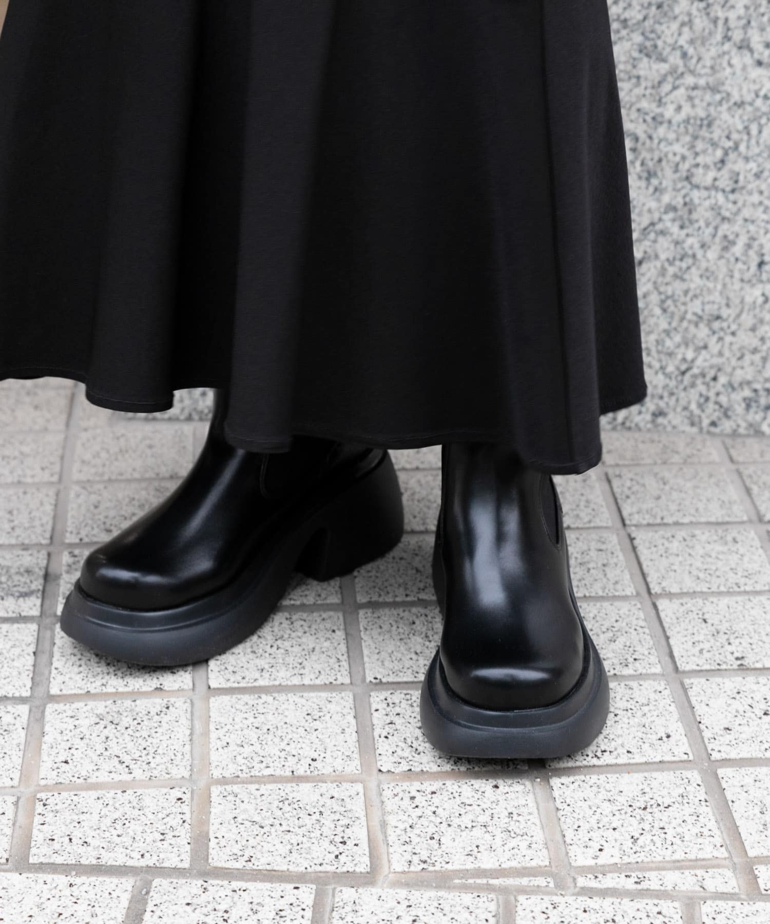 『消臭』サイドゴアボリュームソールブーツ BLACK S