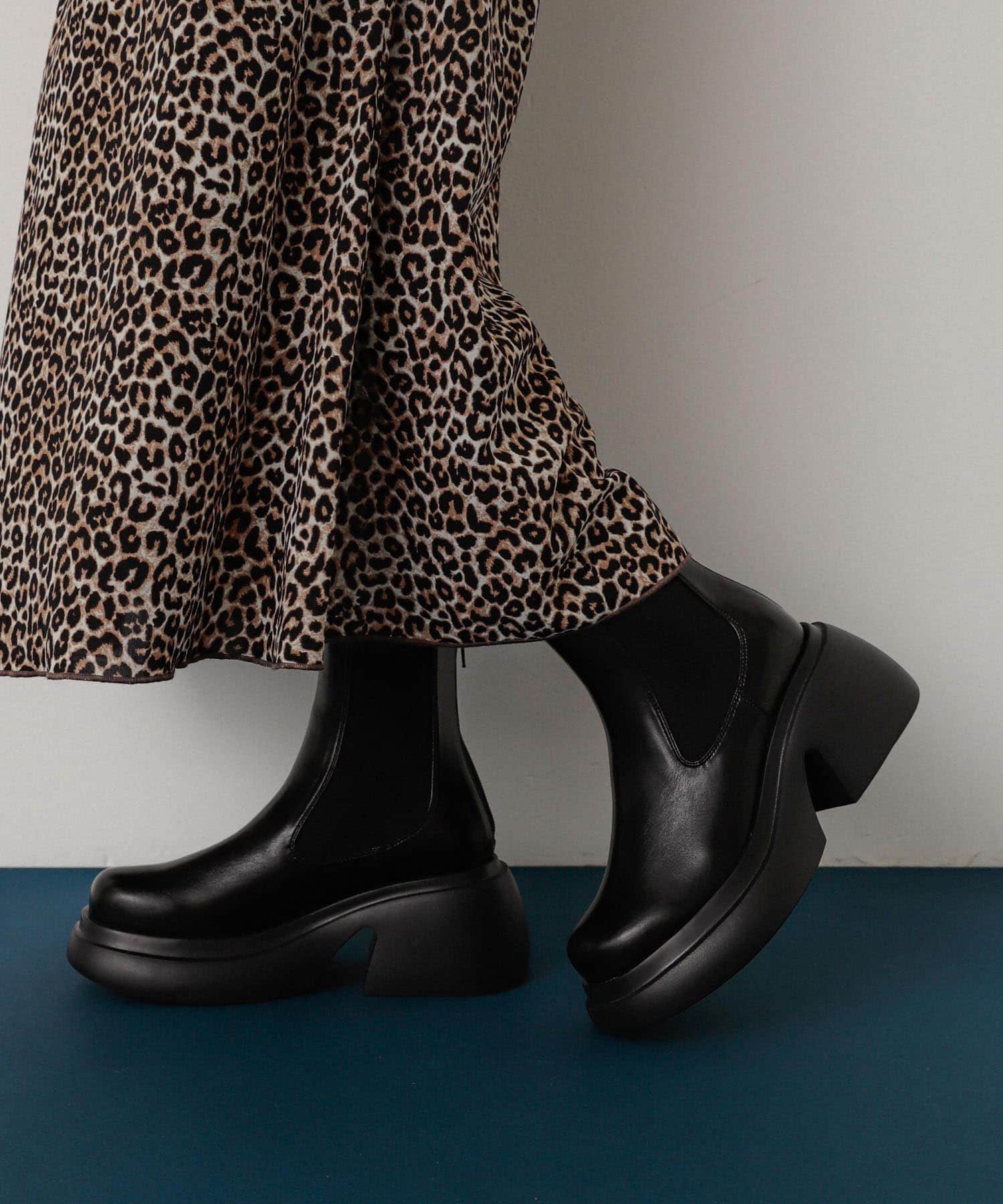 『消臭』サイドゴアボリュームソールブーツ BLACK S