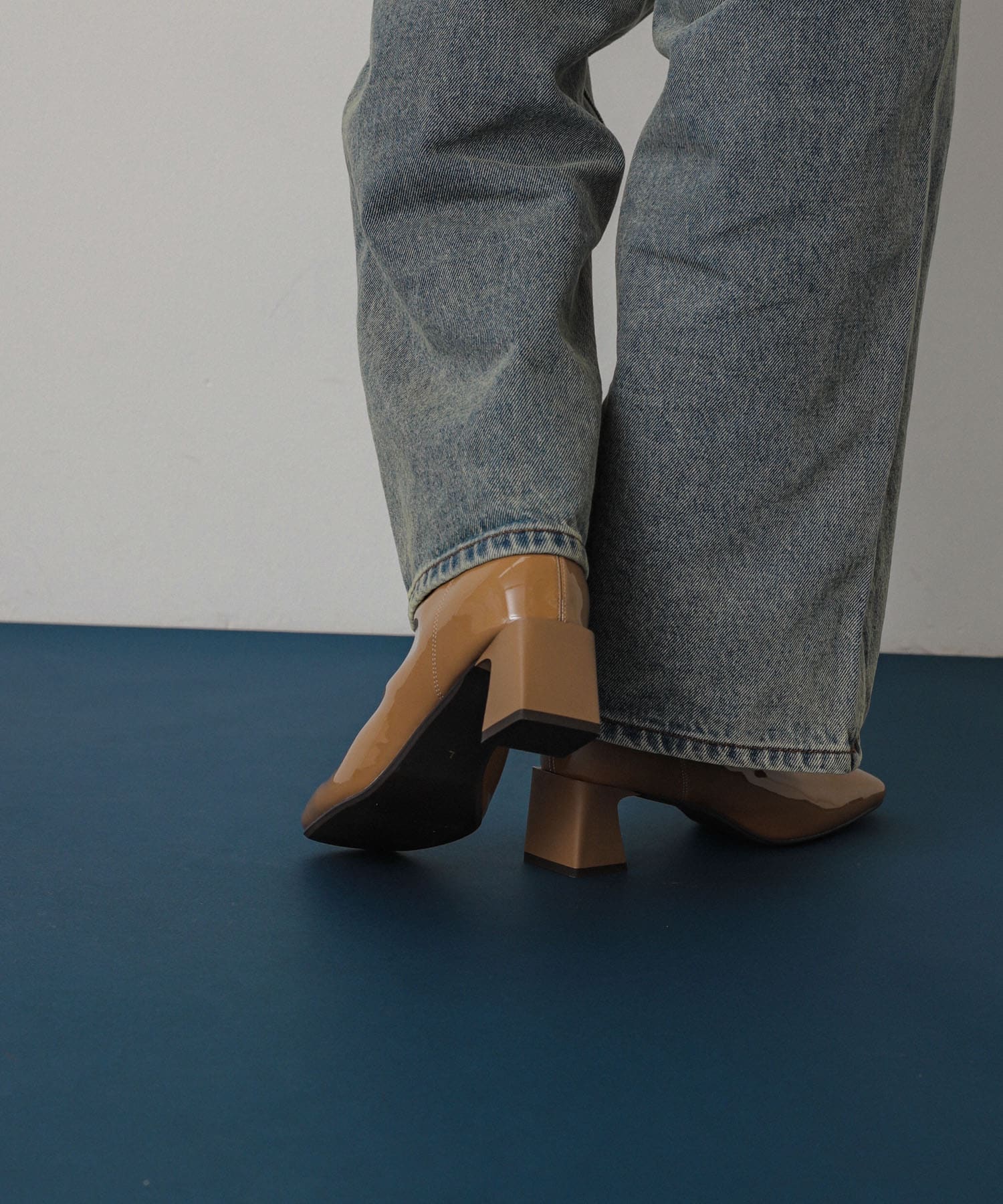 『抗菌』『消臭』スクエアトゥエナメルブーツ CAMEL S