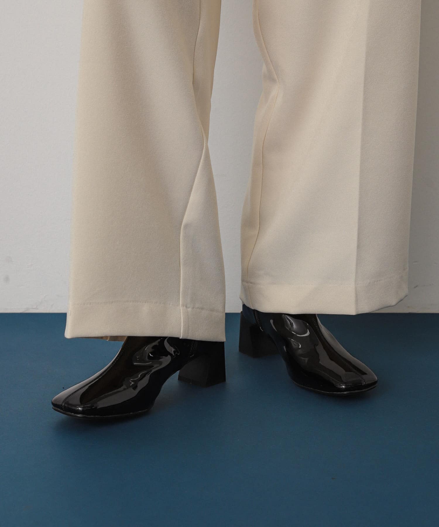 『抗菌』『消臭』スクエアトゥエナメルブーツ BLACK S