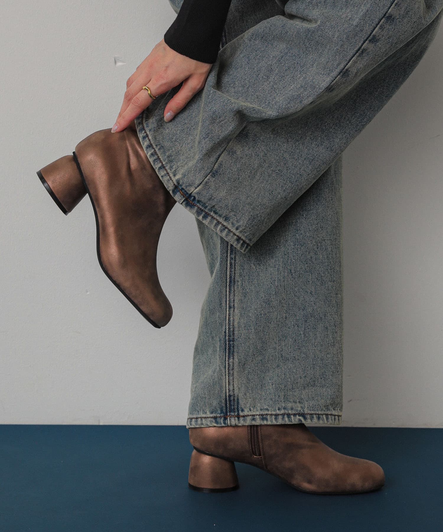 ヴィンテージライクメタリックブーツ BROWN S