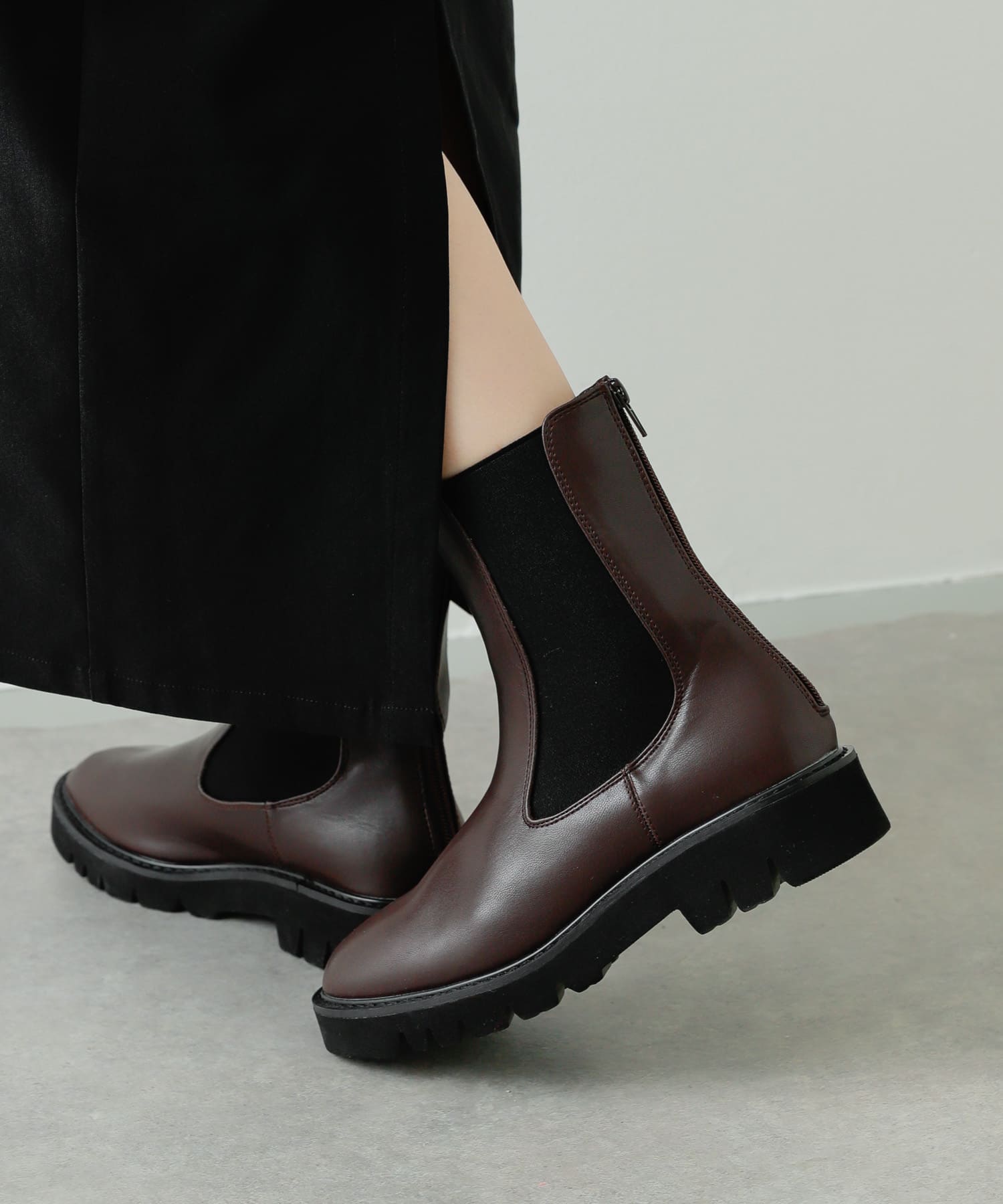 トラックソールサイドゴアブーツ D.BROWN S