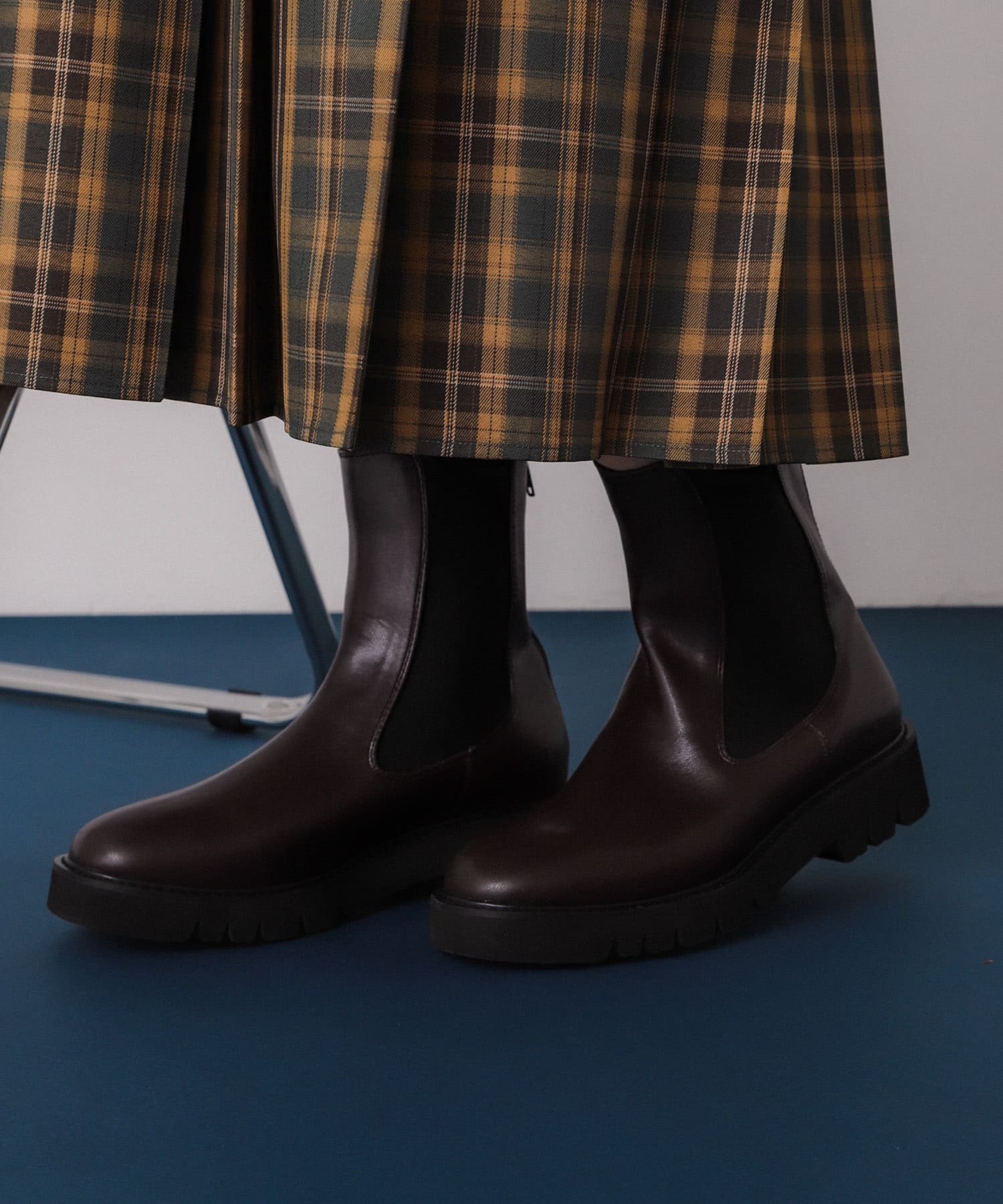 トラックソールサイドゴアブーツ D.BROWN S