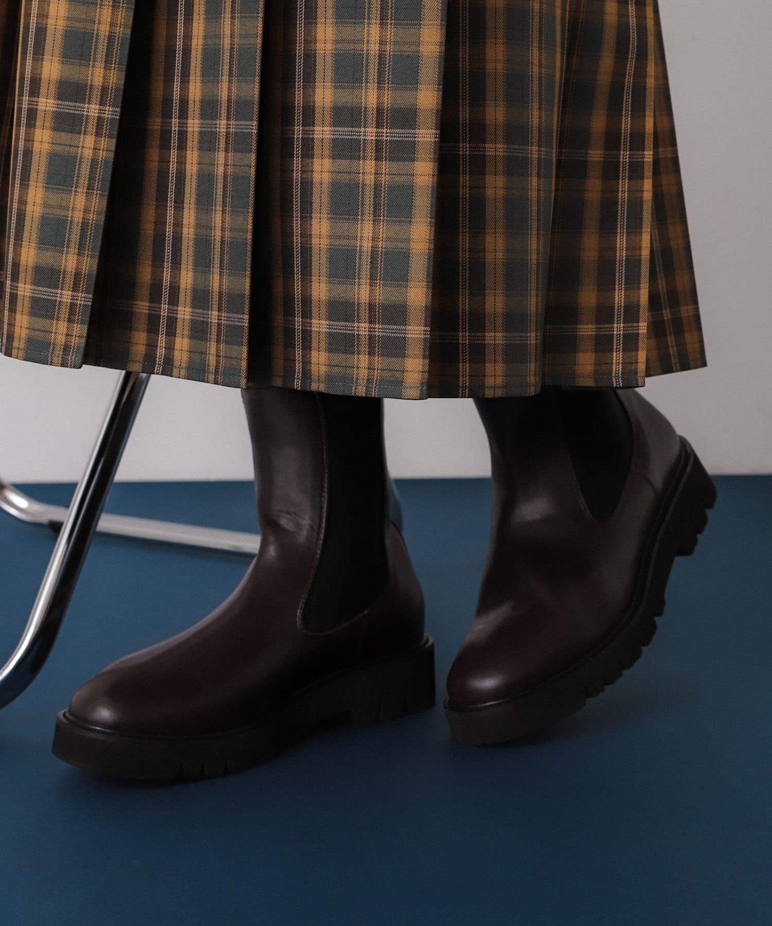 トラックソールサイドゴアブーツ D.BROWN S