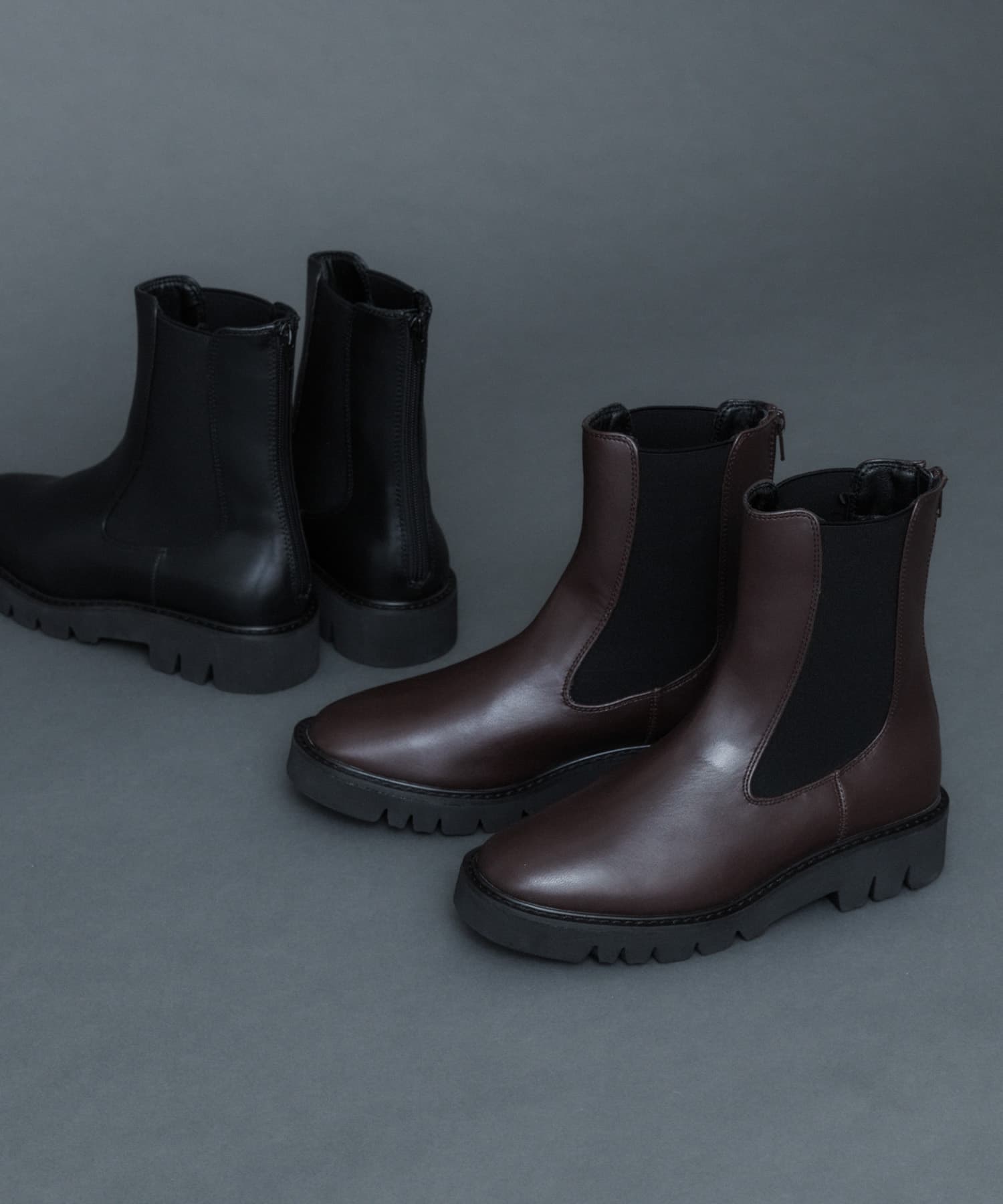 トラックソールサイドゴアブーツ D.BROWN M