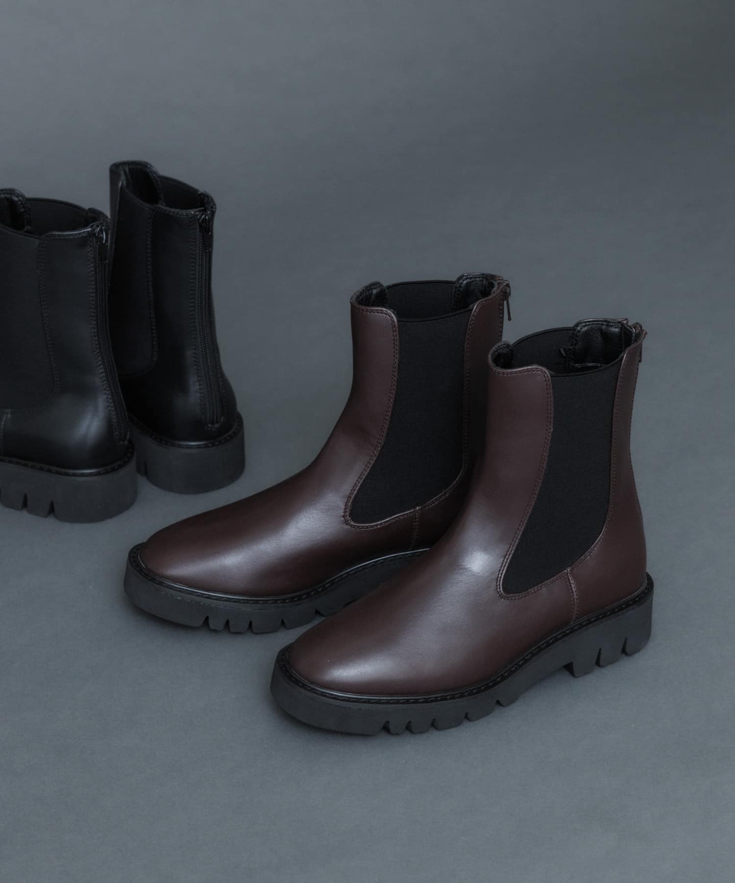 トラックソールサイドゴアブーツ D.BROWN M
