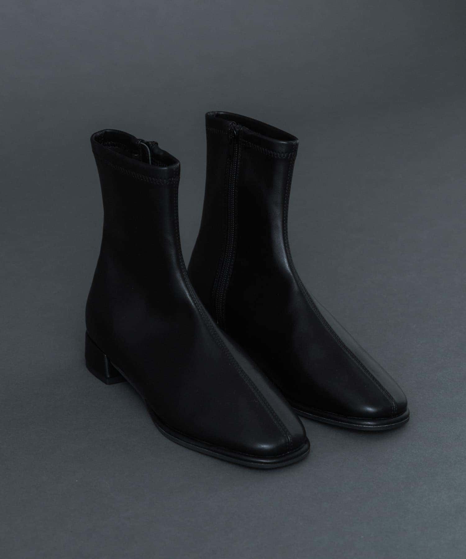 スクエアトゥセンターシームストレッチローブーツ BLACK M