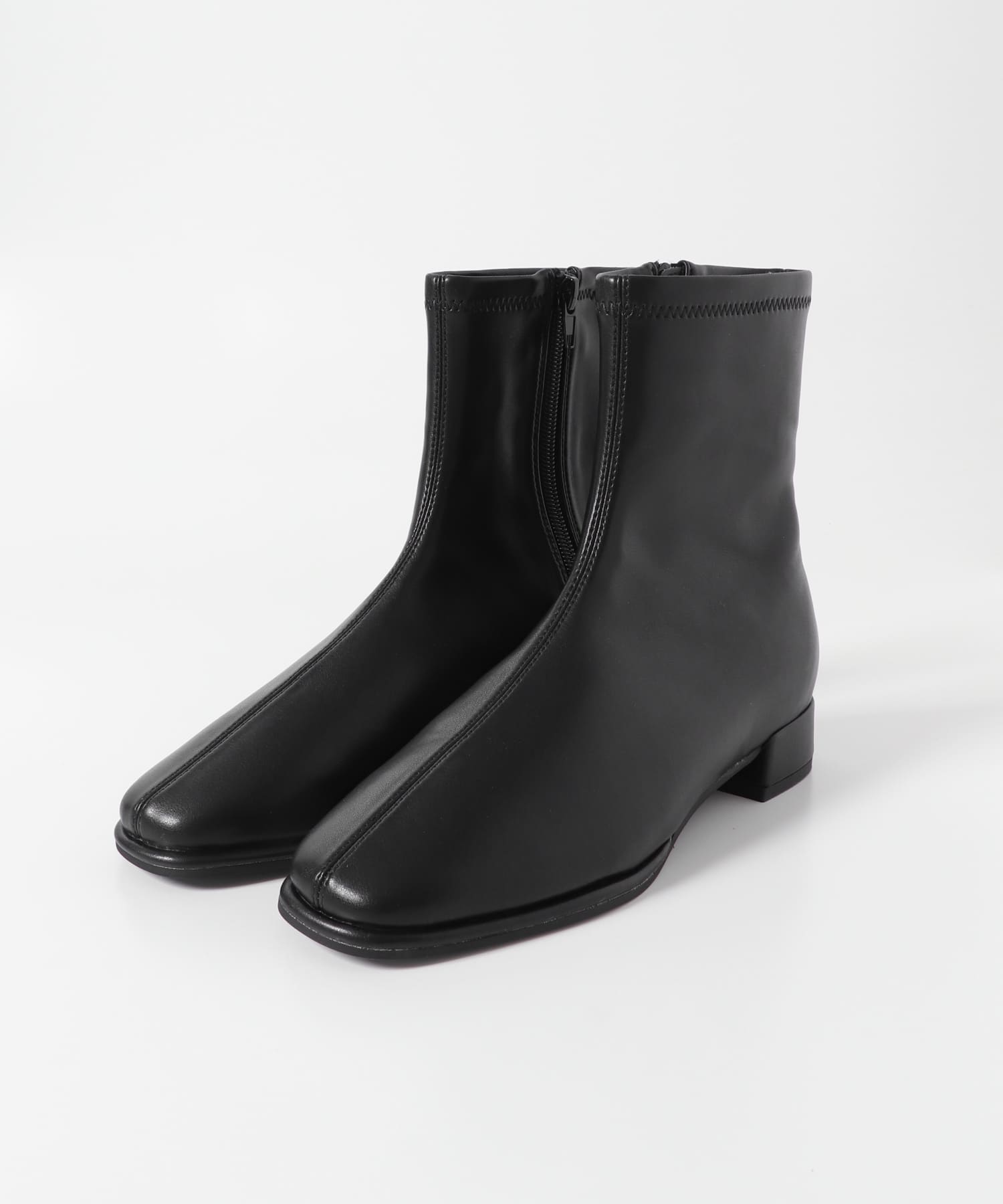 スクエアトゥセンターシームストレッチローブーツ BLACK S
