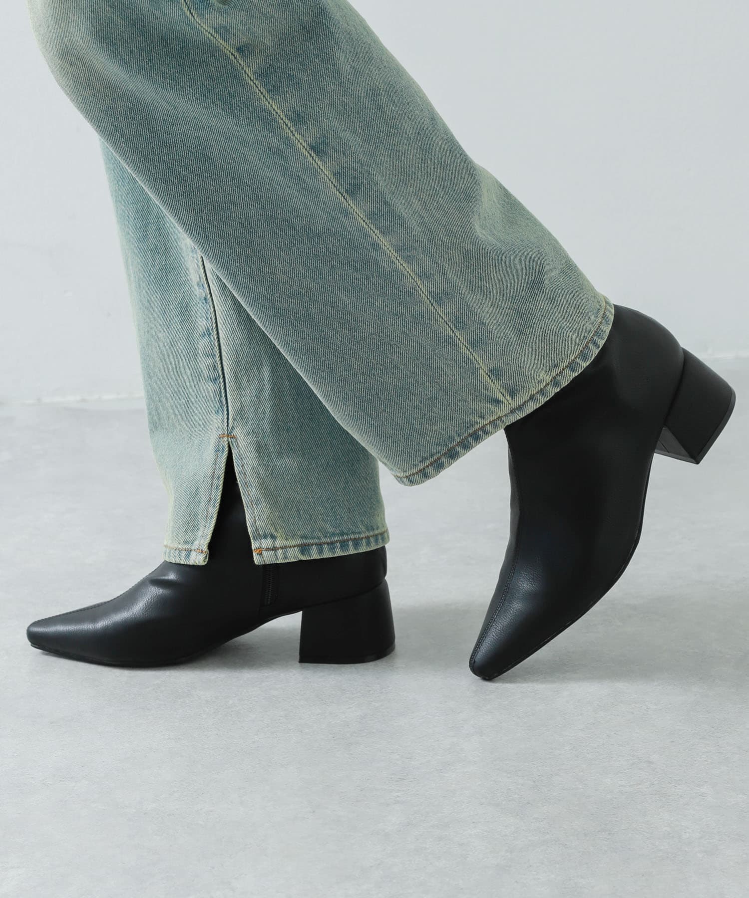 センターシームポインテッドブーツ BLACK S