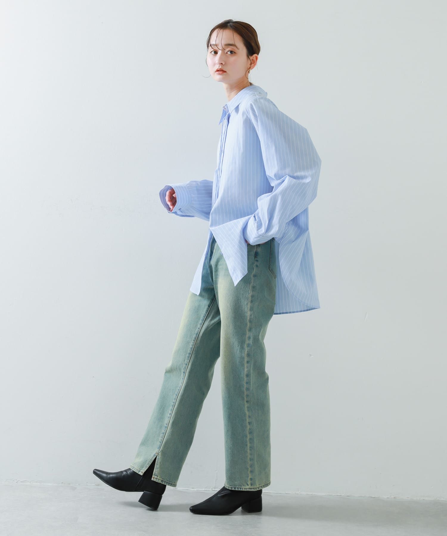 センターシームポインテッドブーツ BLACK S