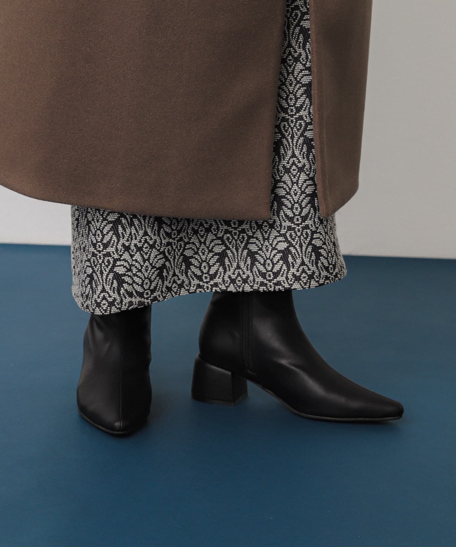 センターシームポインテッドブーツ BLACK S